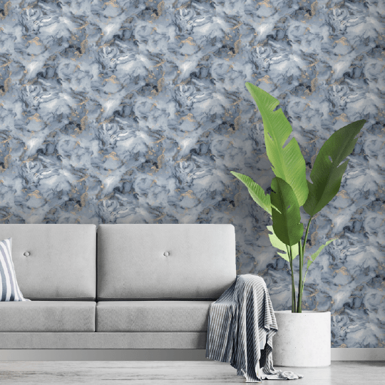 Bahia Marble Navy Wallpaper