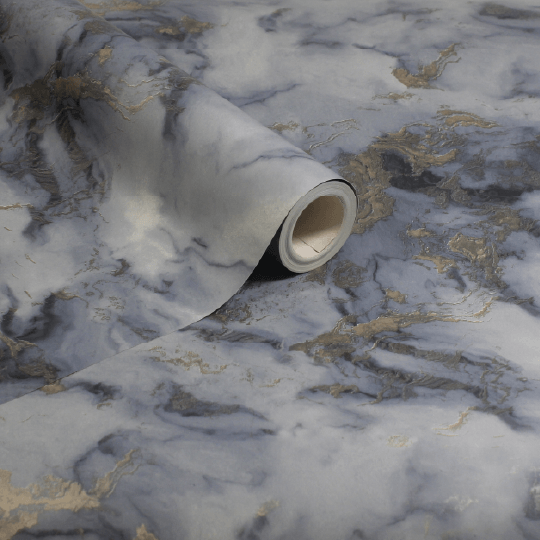 Bahia Marble Navy Wallpaper