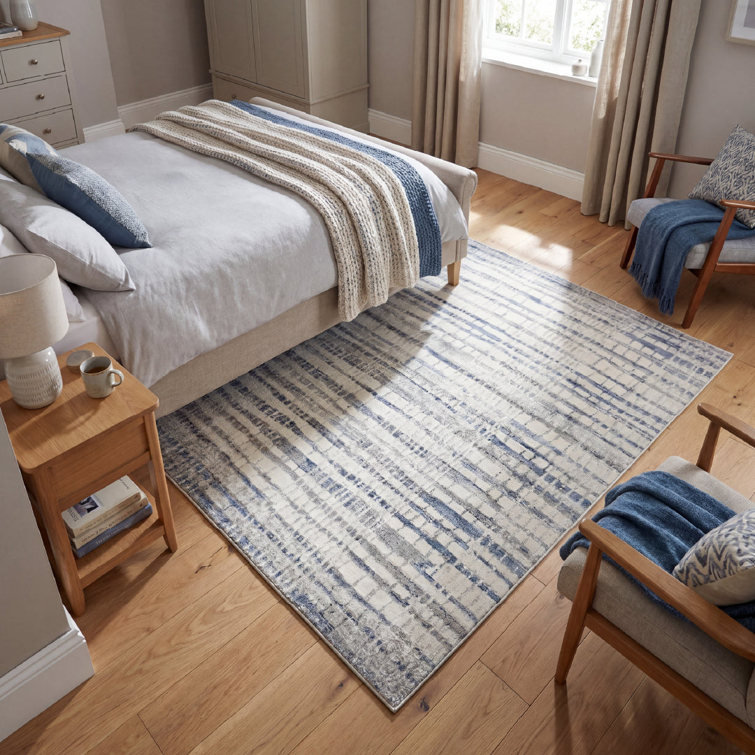 Muse Abstract Blocks Navy Rug
