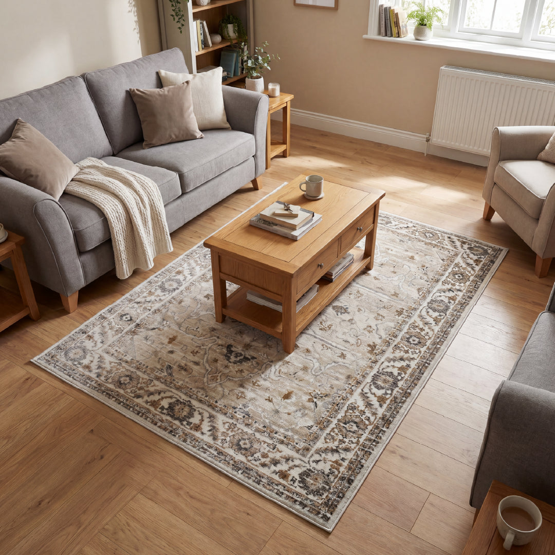 Muse Traditional Floral Natural Rug