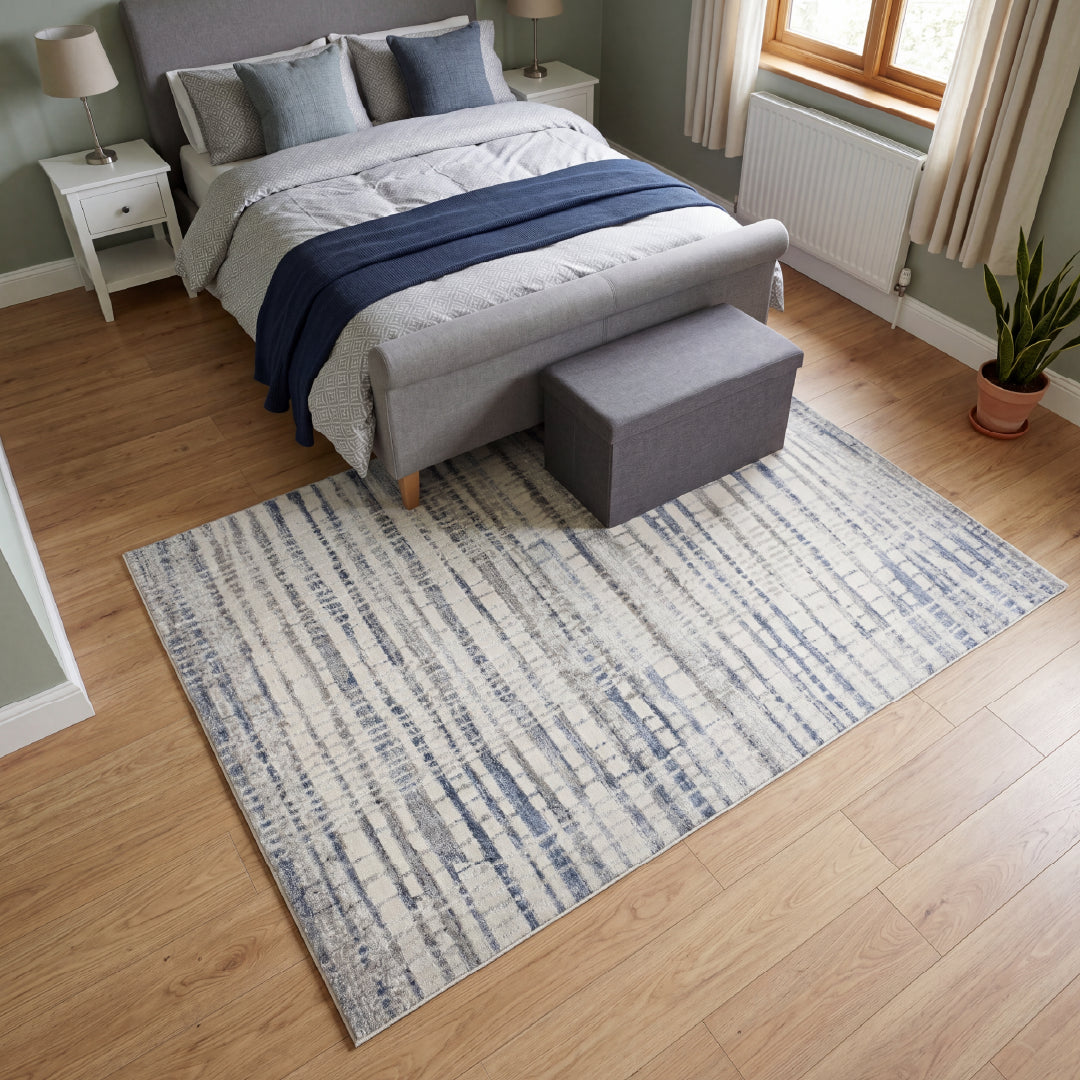 Muse Abstract Blocks Navy Rug