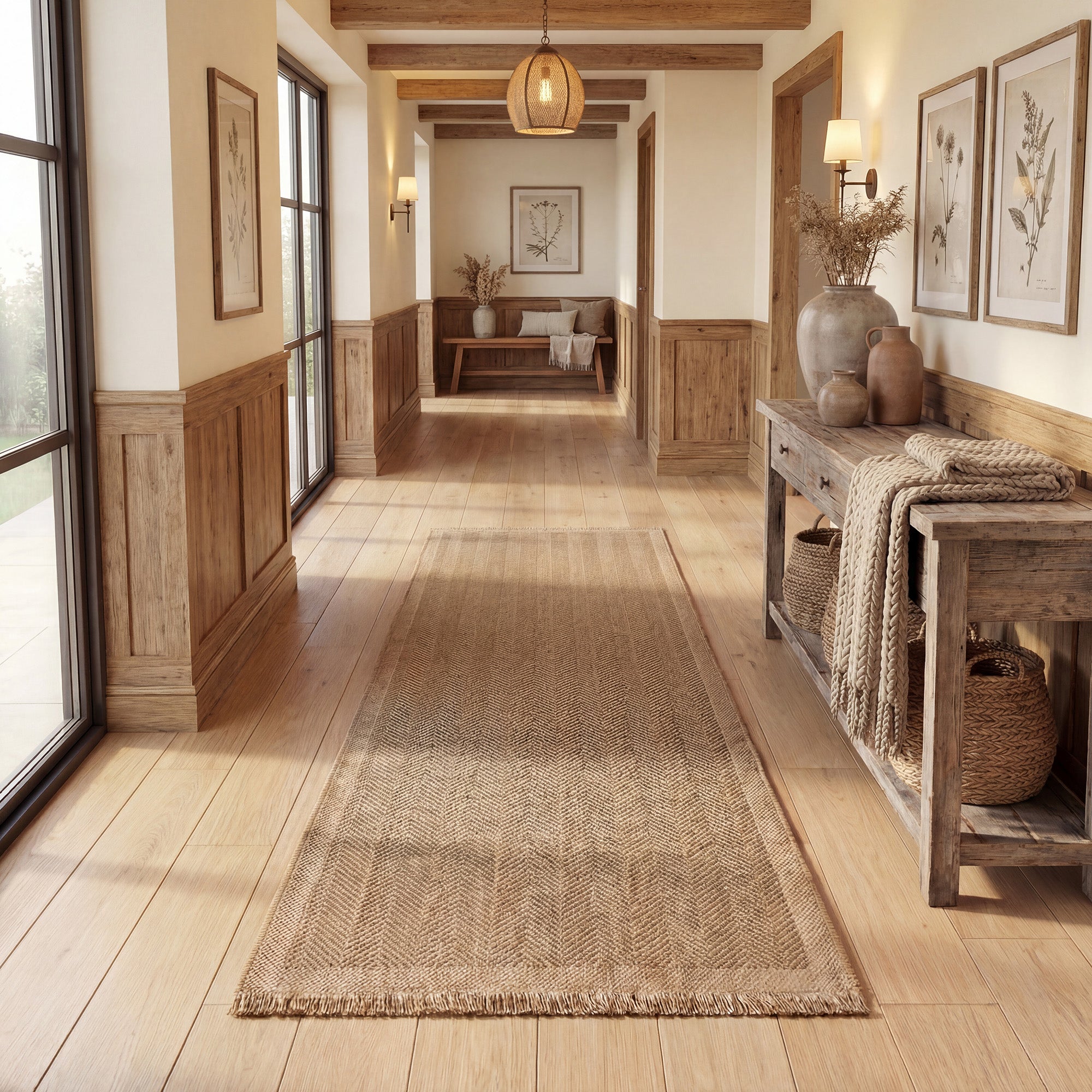 Jute Effect Herringbone 60 x 230cm Runner