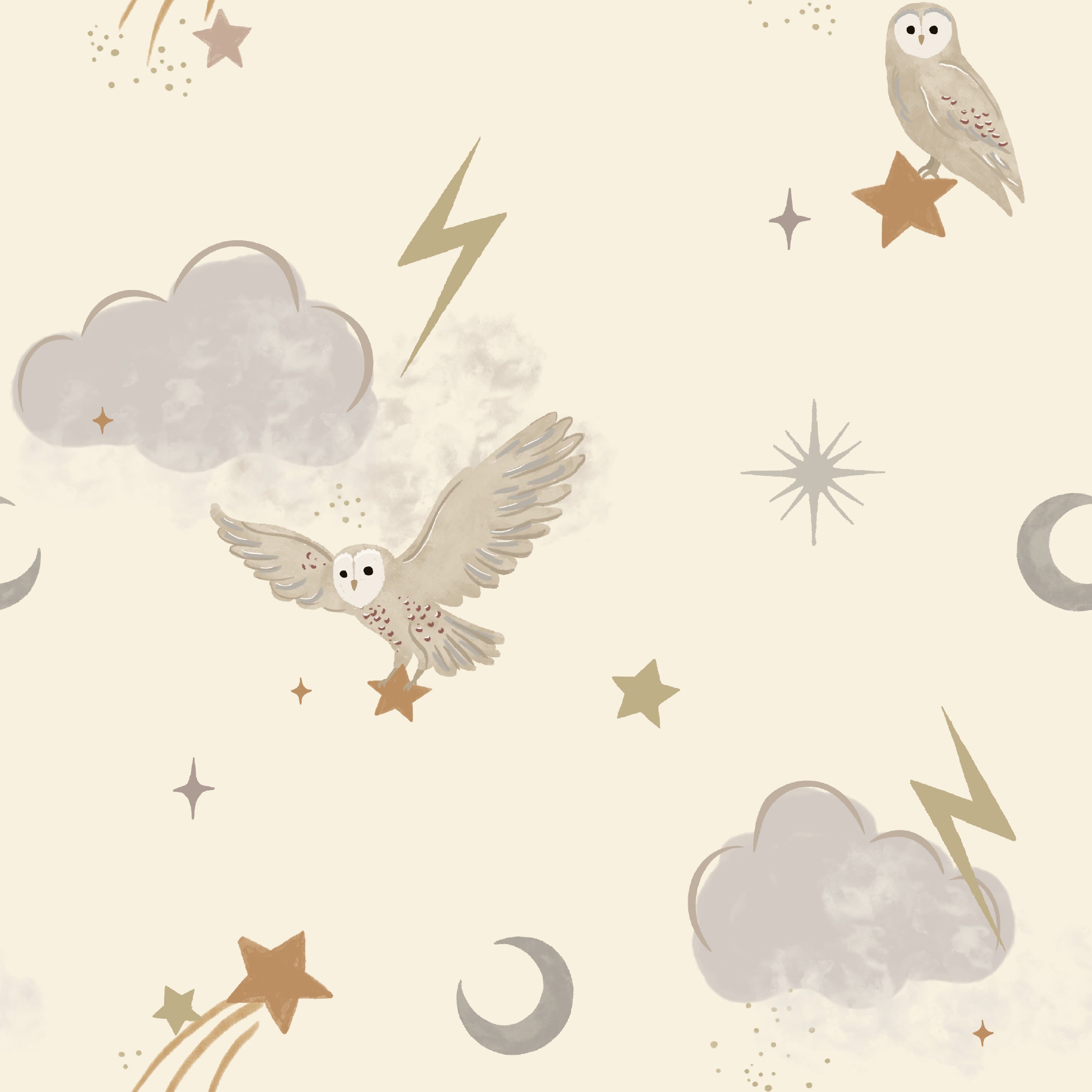 Mystical Flight Cream Wallpaper