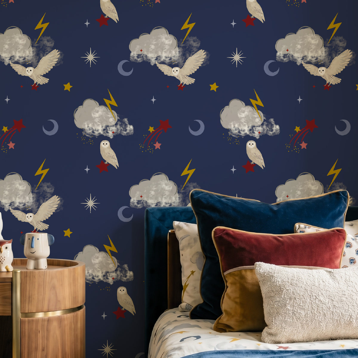 Mystical Flight Navy Blue Wallpaper