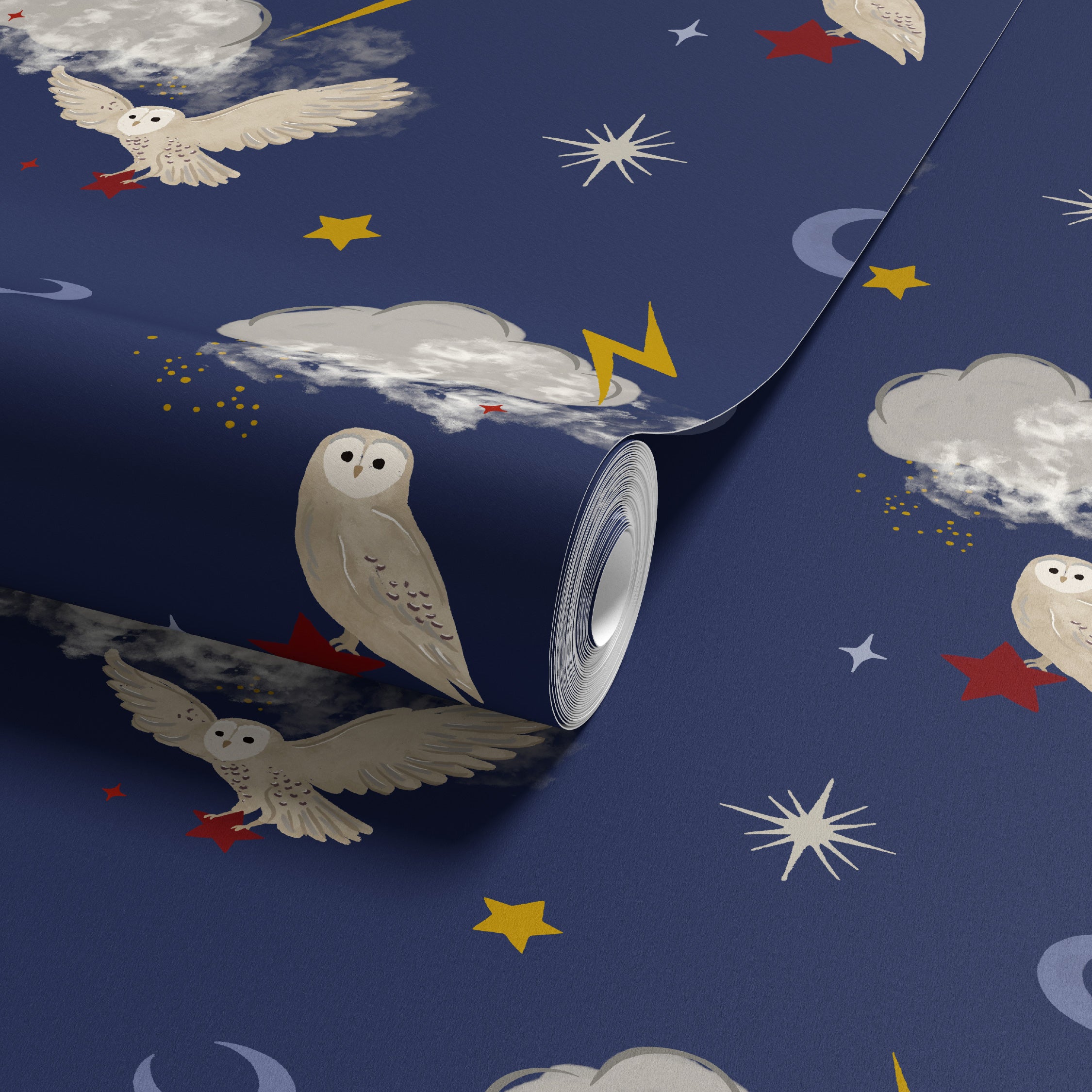 Mystical Flight Navy Blue Wallpaper