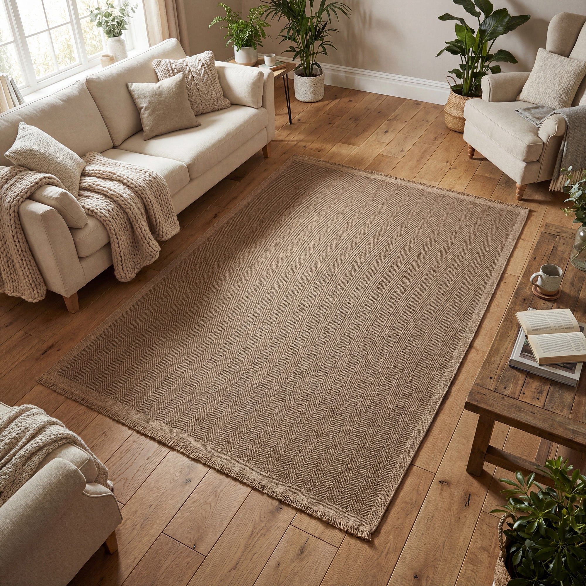 Jute Effect Herringbone Rug