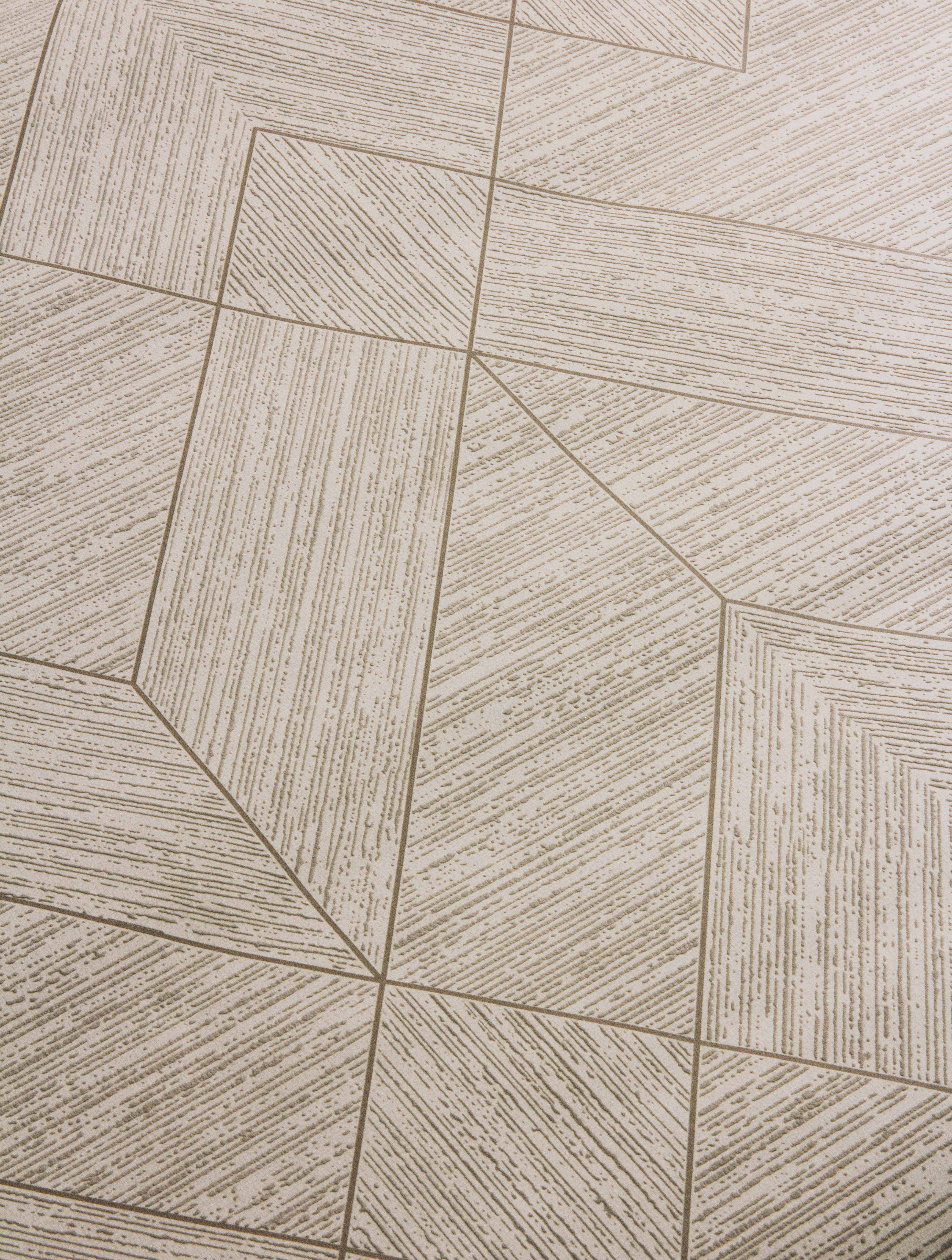 Wood Grain Geo Neutral / Gold Wallpaper