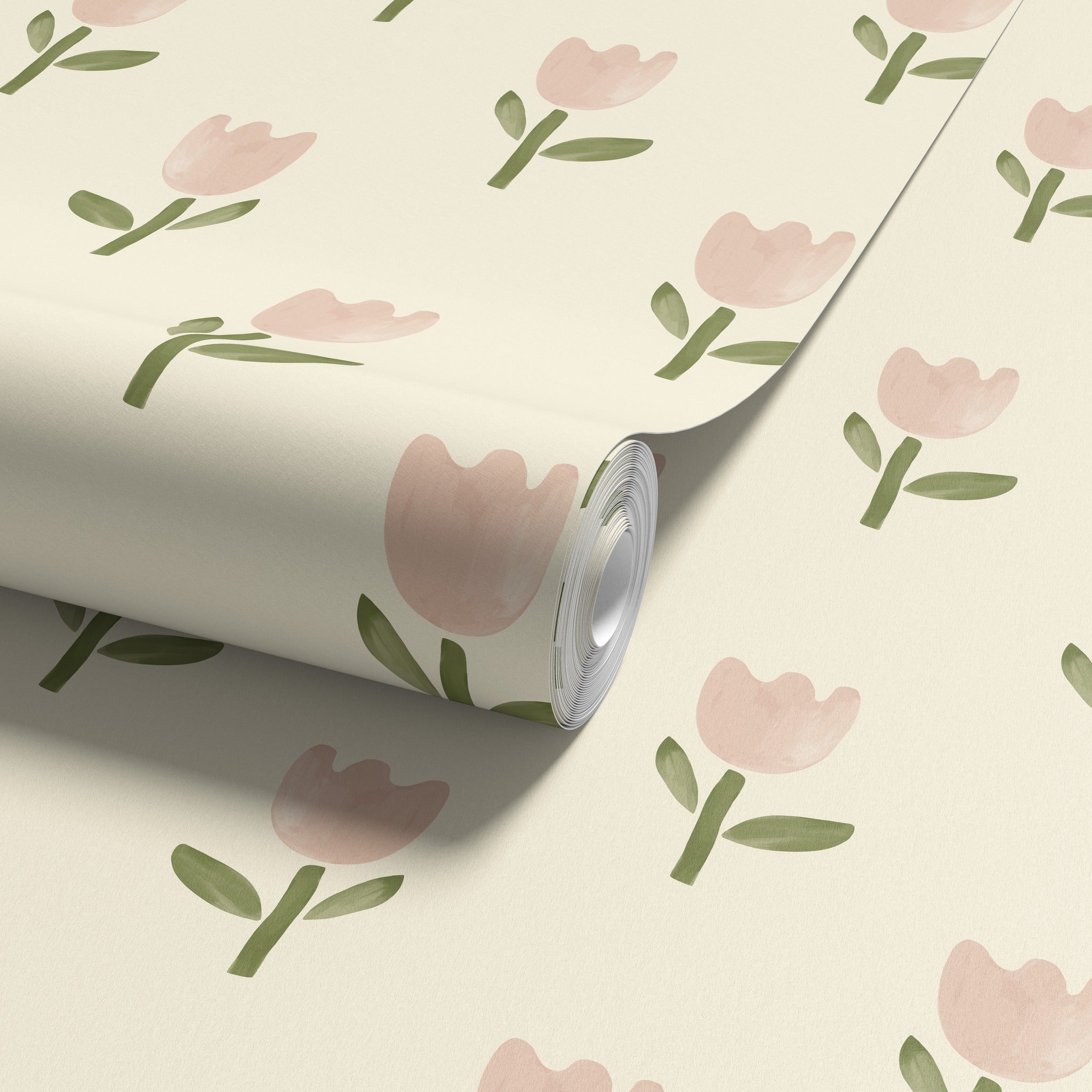 Tulipa Cream & Blush Pink Wallpaper