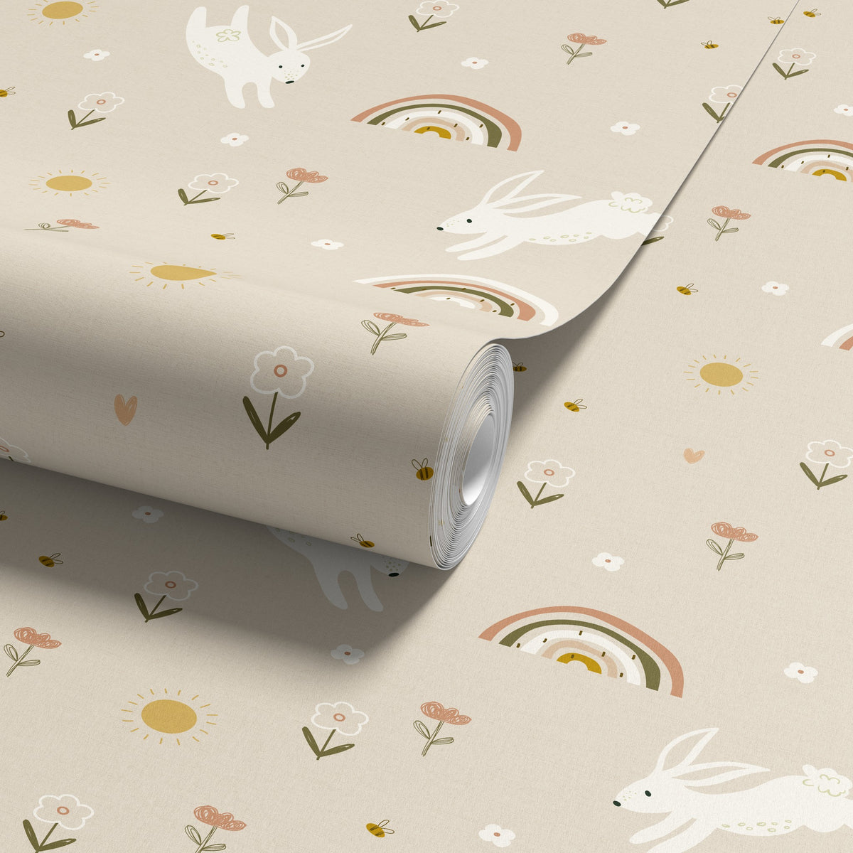 Bunny Hop Beige Wallpaper