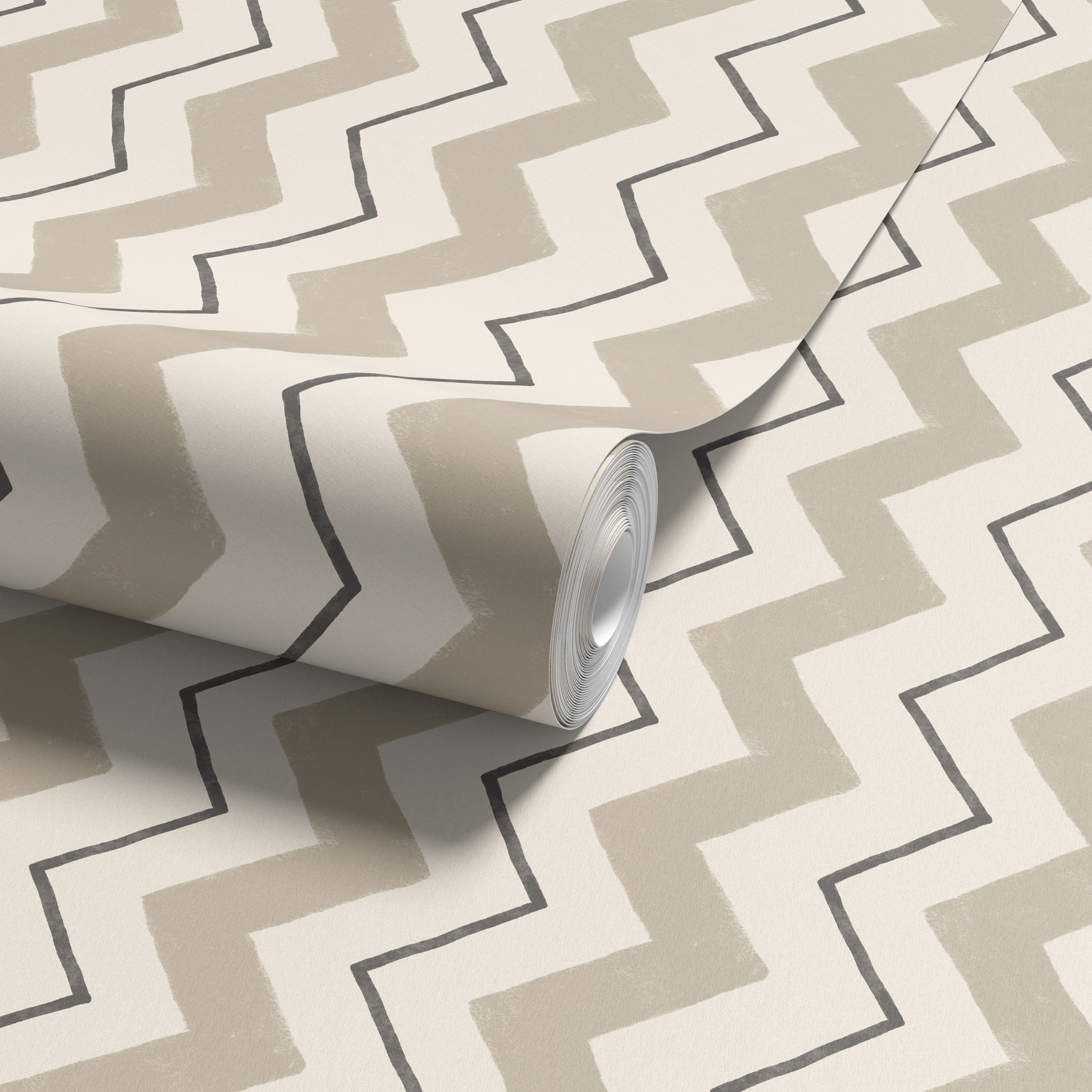 Blitzen Stripe Beige & Black Wallpaper