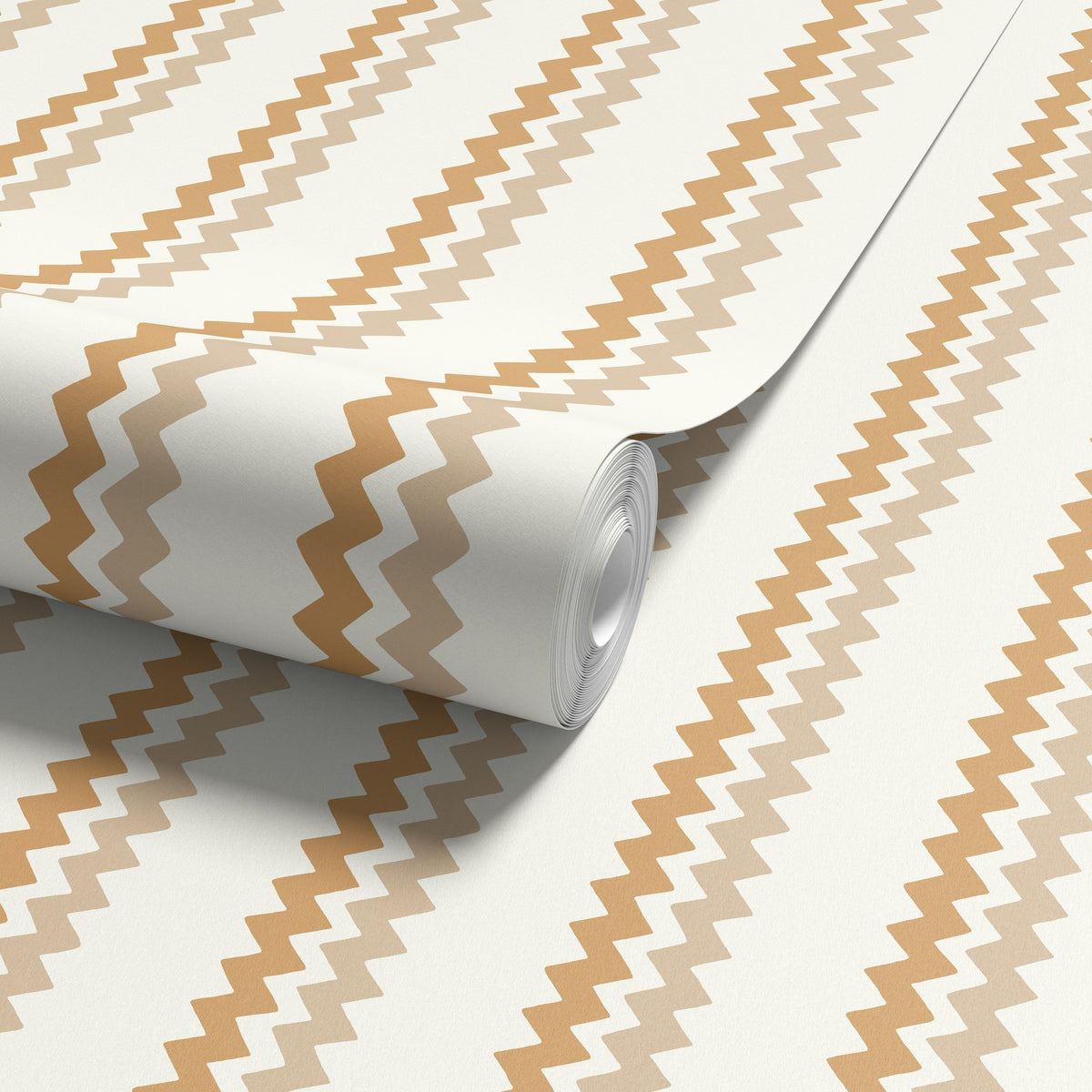 Ziggle Stripe Beige & Brick Wallpaper