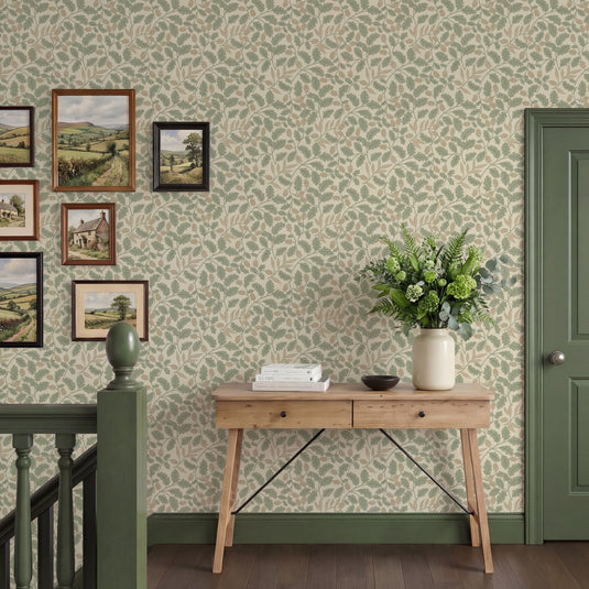 Acorn Trail Sage Wallpaper