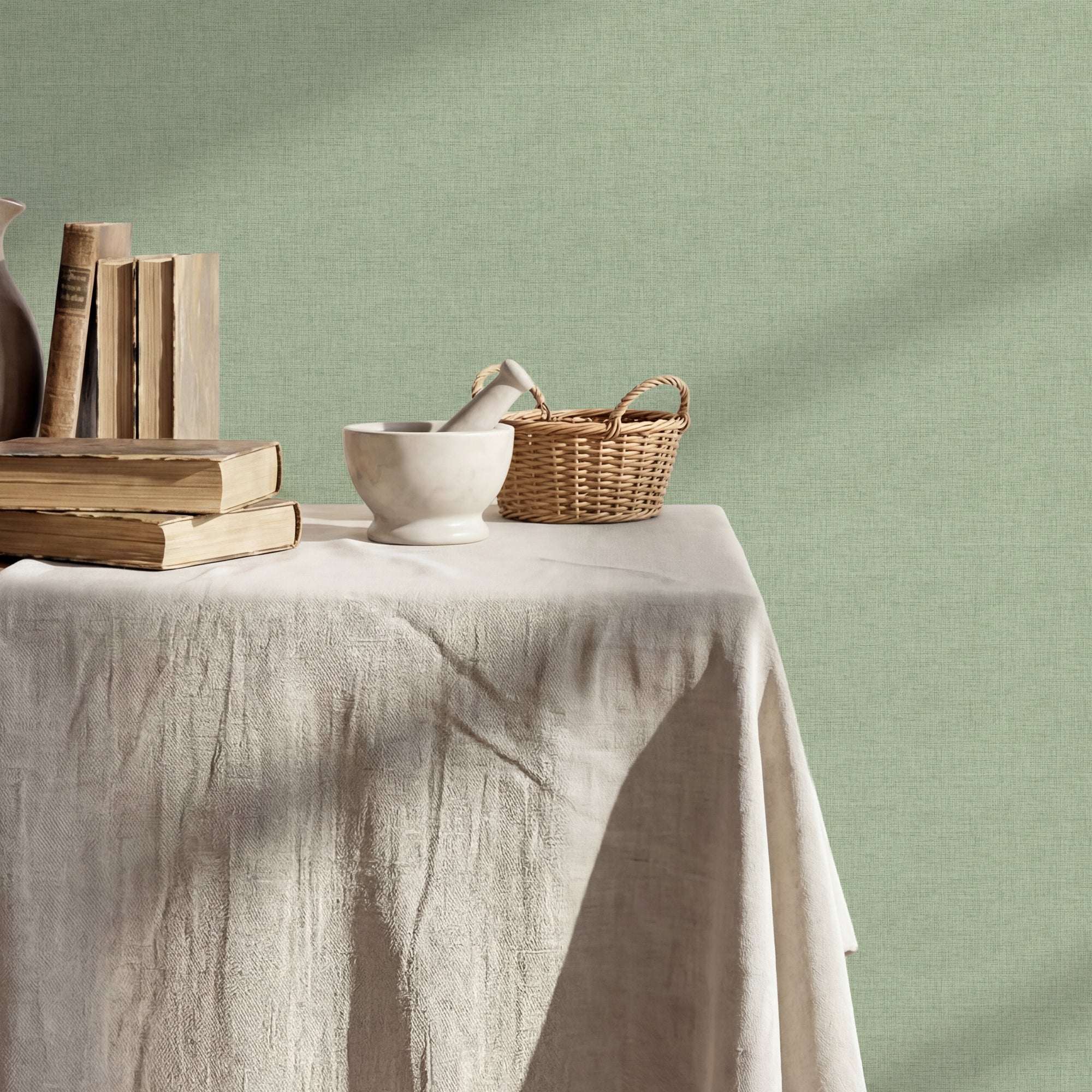 Fabric Texture Sage Wallpaper