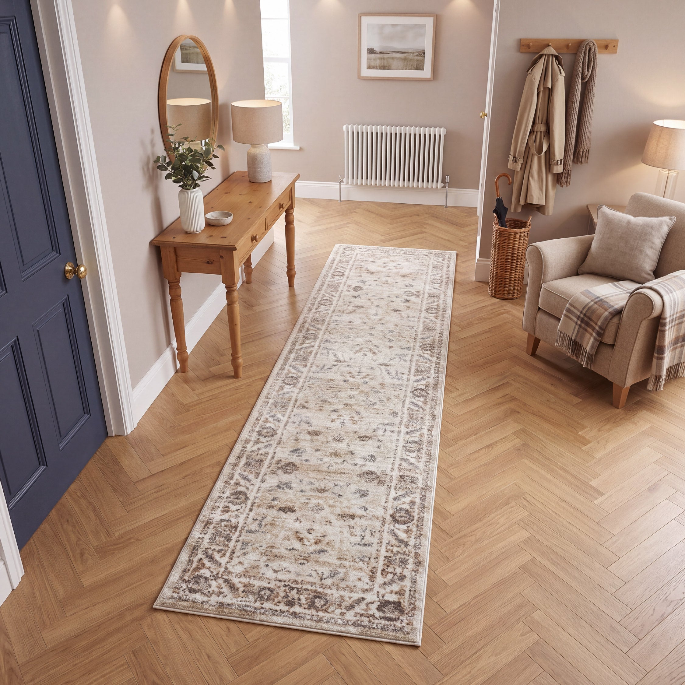 Muse Traditional Floral Natural 60 x 230cm Runner