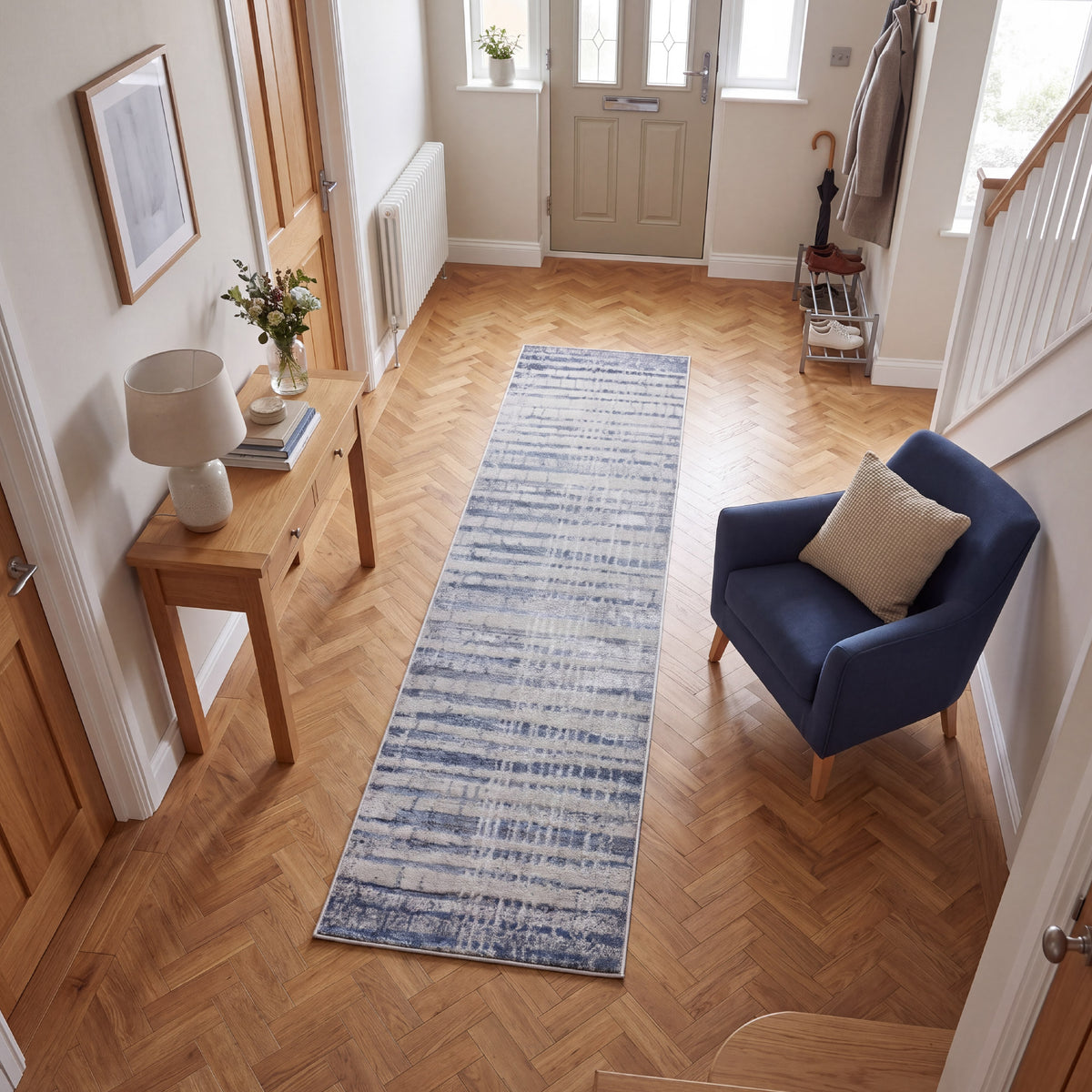 Muse Abstract Blocks Navy 60 x 230cm Runner