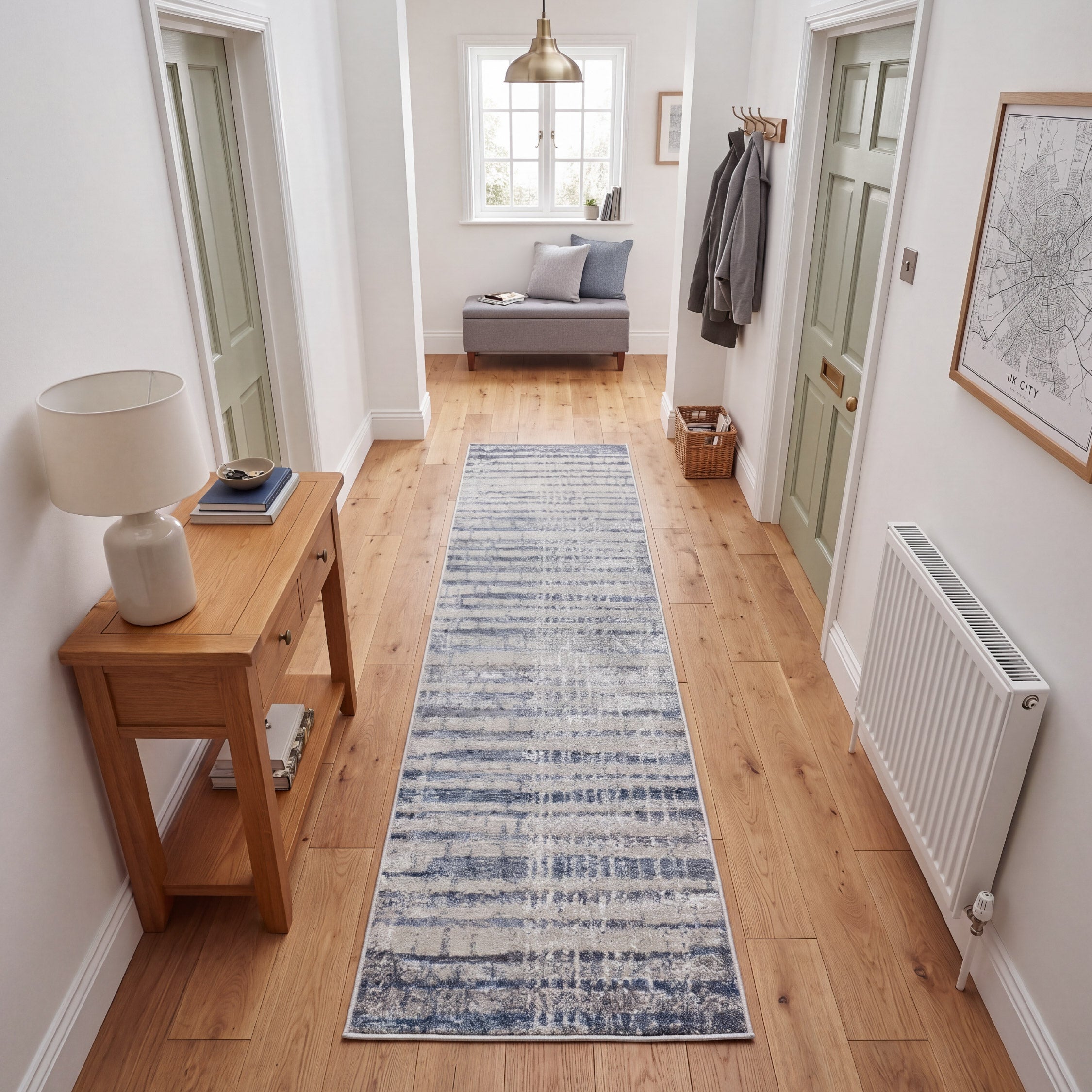 Muse Abstract Blocks Navy 60 x 230cm Runner