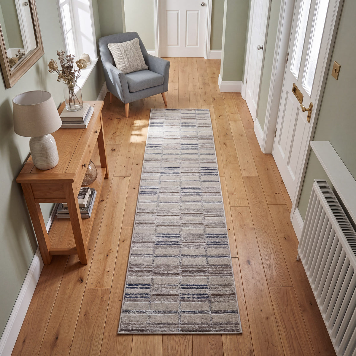 Muse Check Lines Navy 60 x 230cm Runner