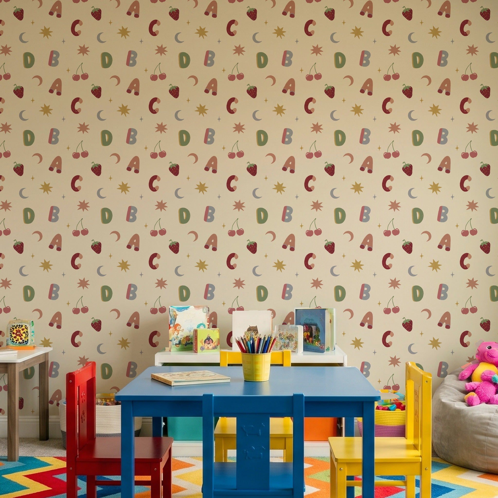 Alphafruit Blush Pink & Sage Wallpaper