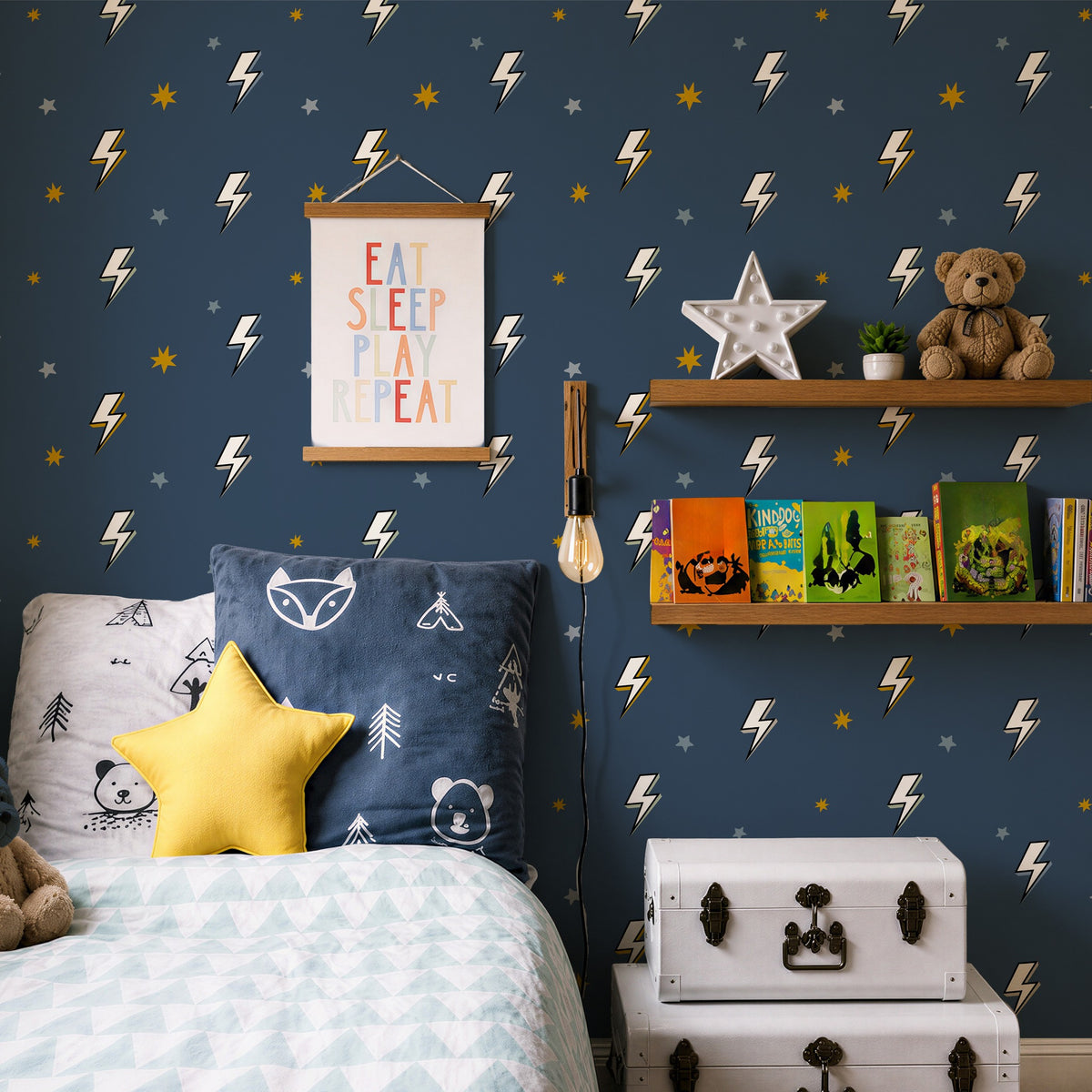 Bolt Navy Blue Wallpaper