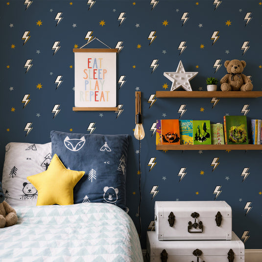 Bolt Navy Blue Wallpaper