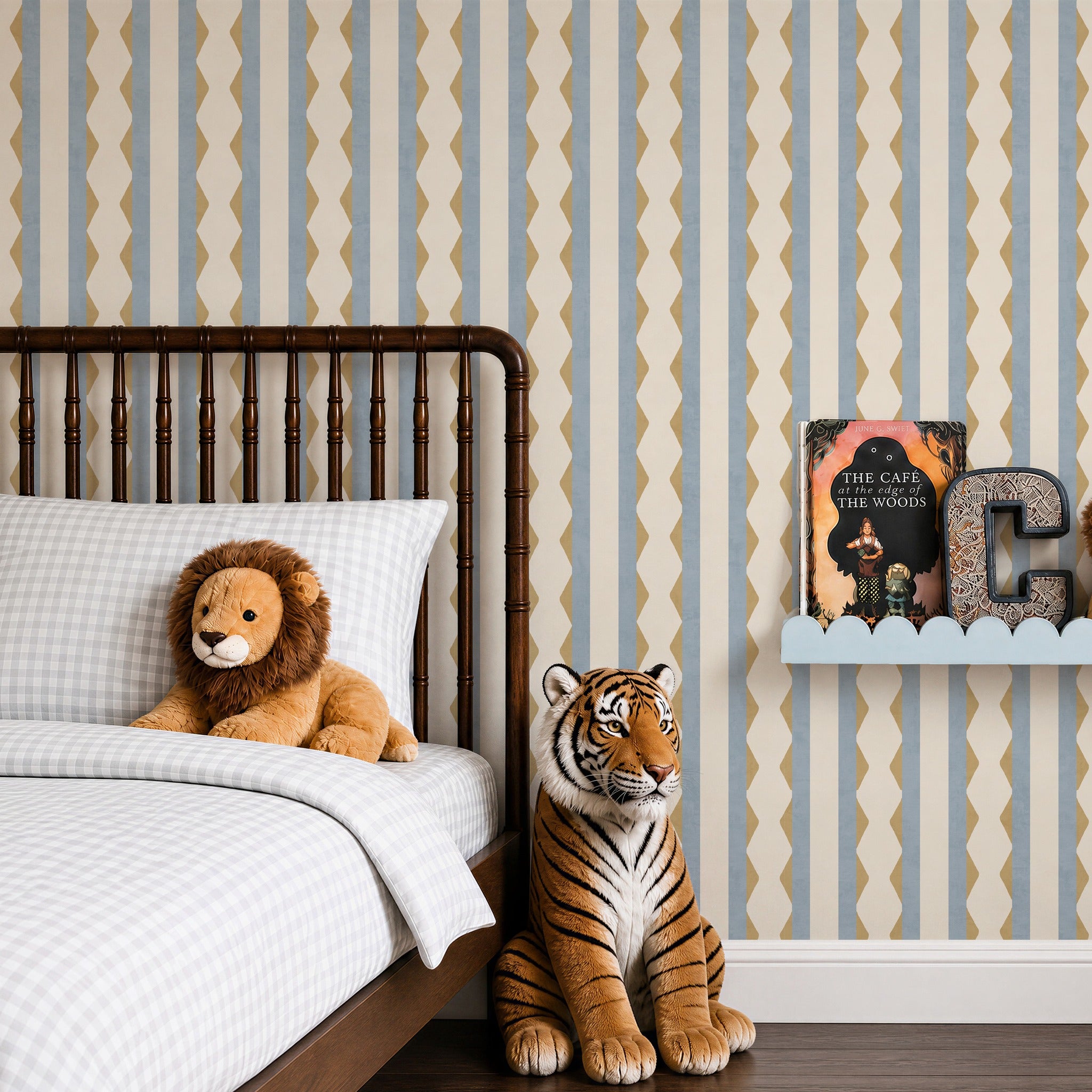 Inca Stripe Yellow & Blue Wallpaper