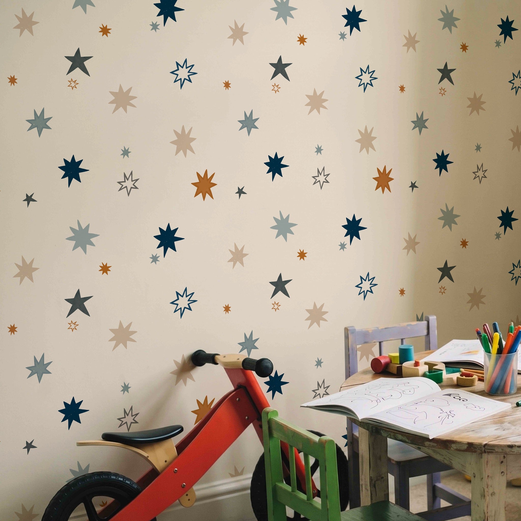 Supernova Blue & Blush Pink Wallpaper
