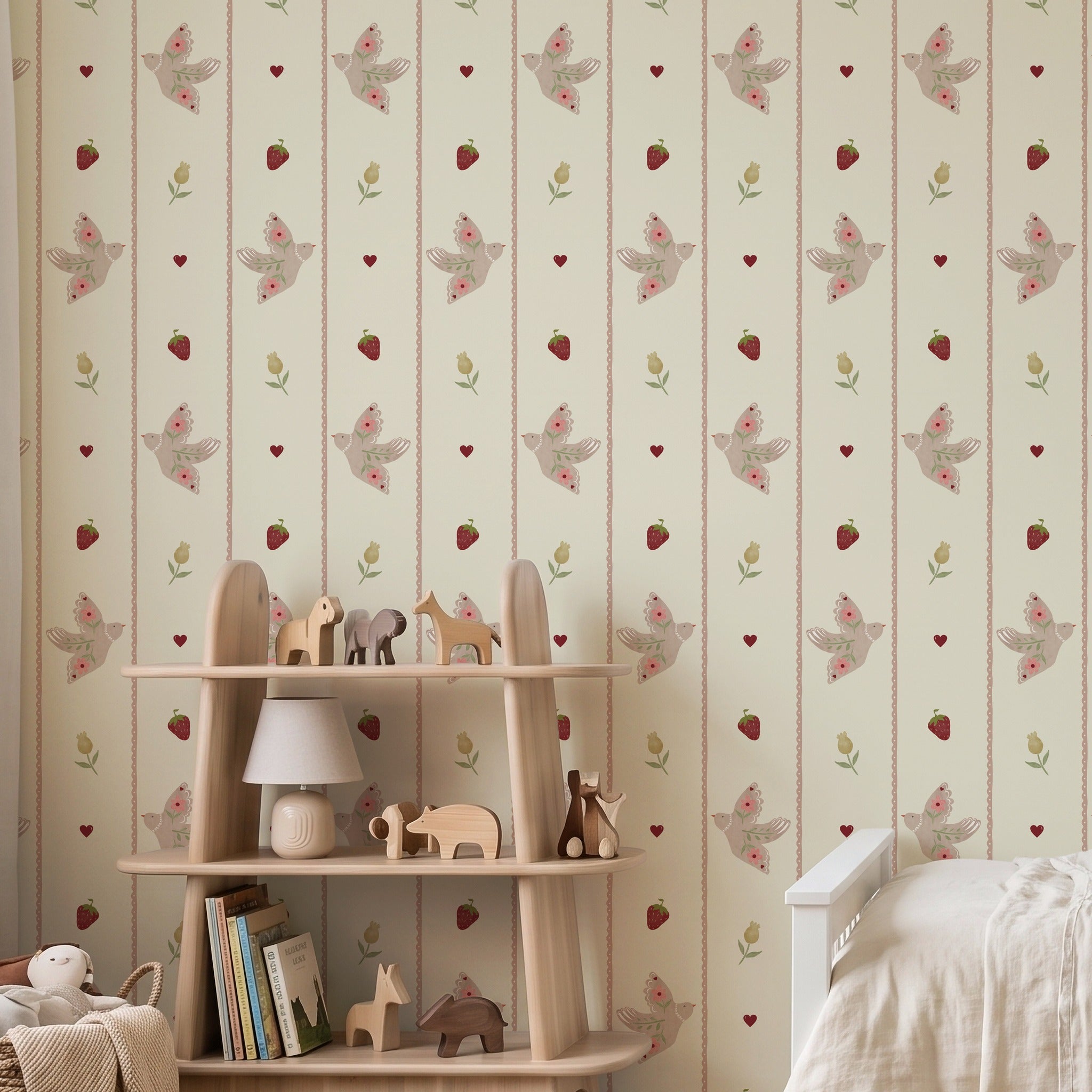 Summer Festival Stripe Pink & Cream Wallpaper