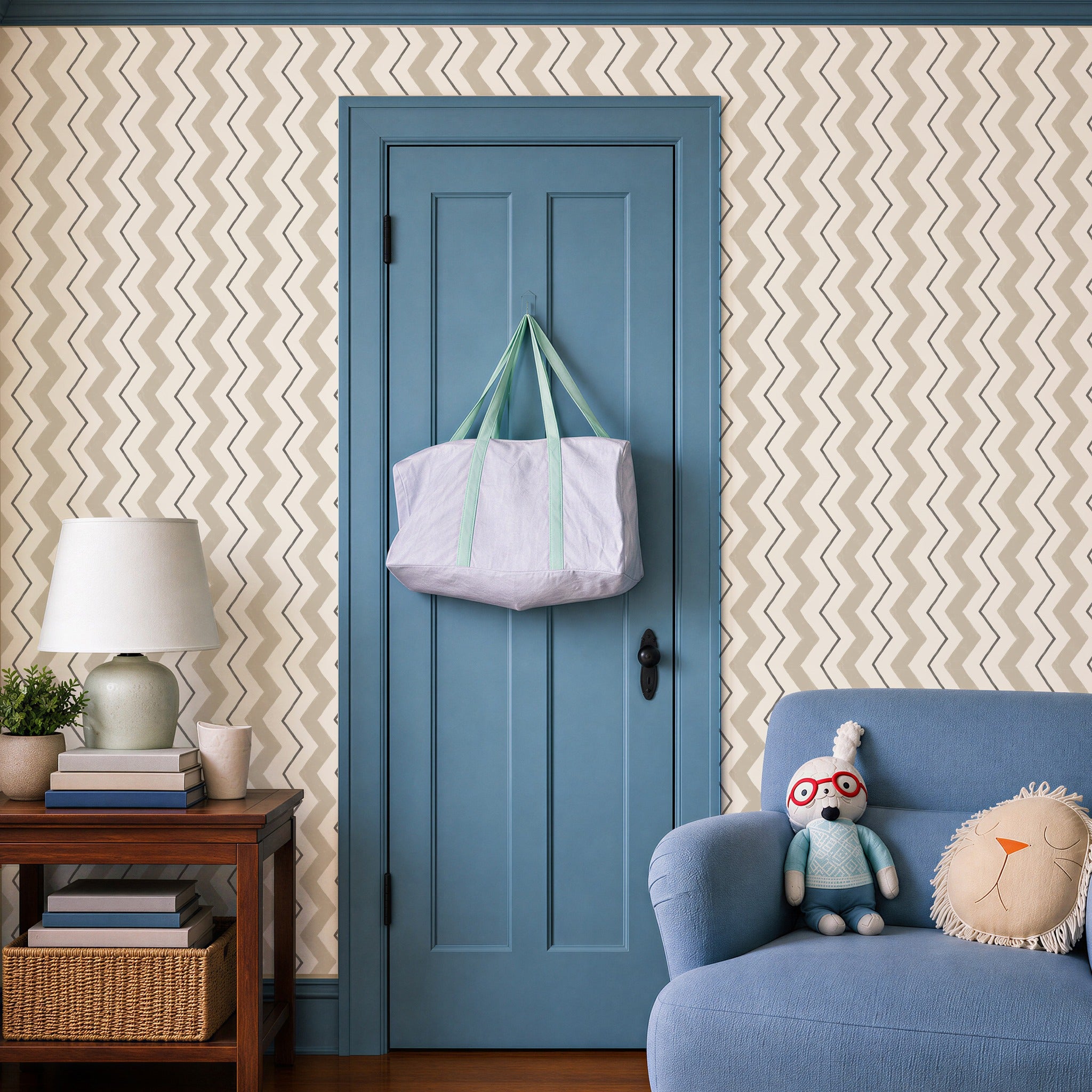 Blitzen Stripe Beige & Black Wallpaper