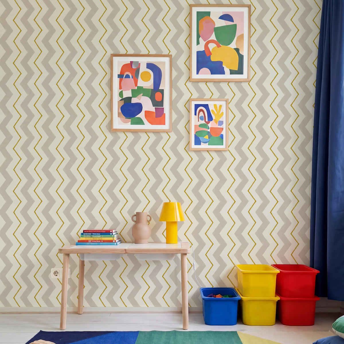 Blitzen Stripe Beige & Yellow Wallpaper