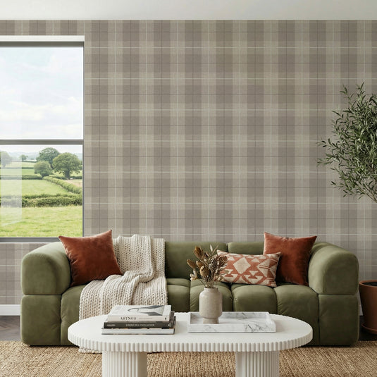 Country Tartan Taupe Wallpaper