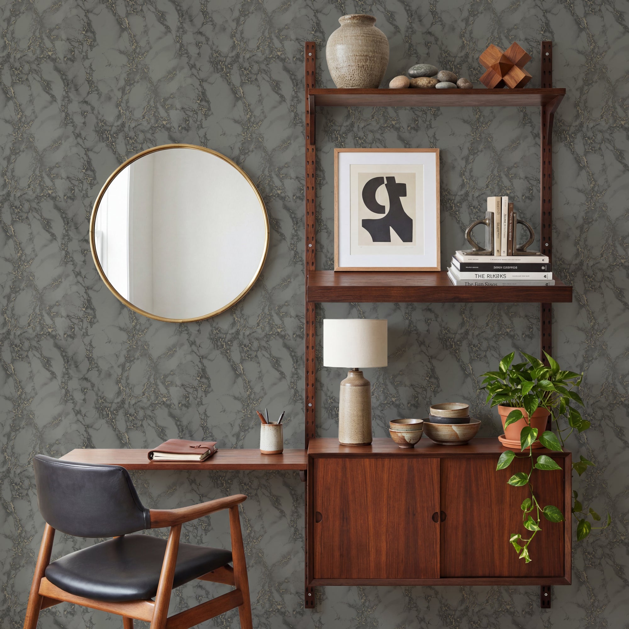 Carrara Marble Charcoal Wallpaper