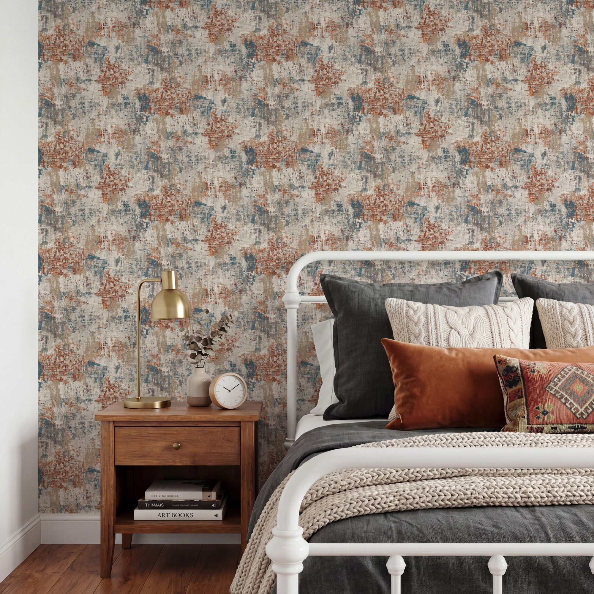 Abstract Texture Copper Navy Wallpaper