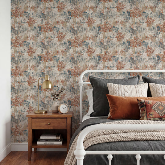 Abstract Texture Copper Navy Wallpaper