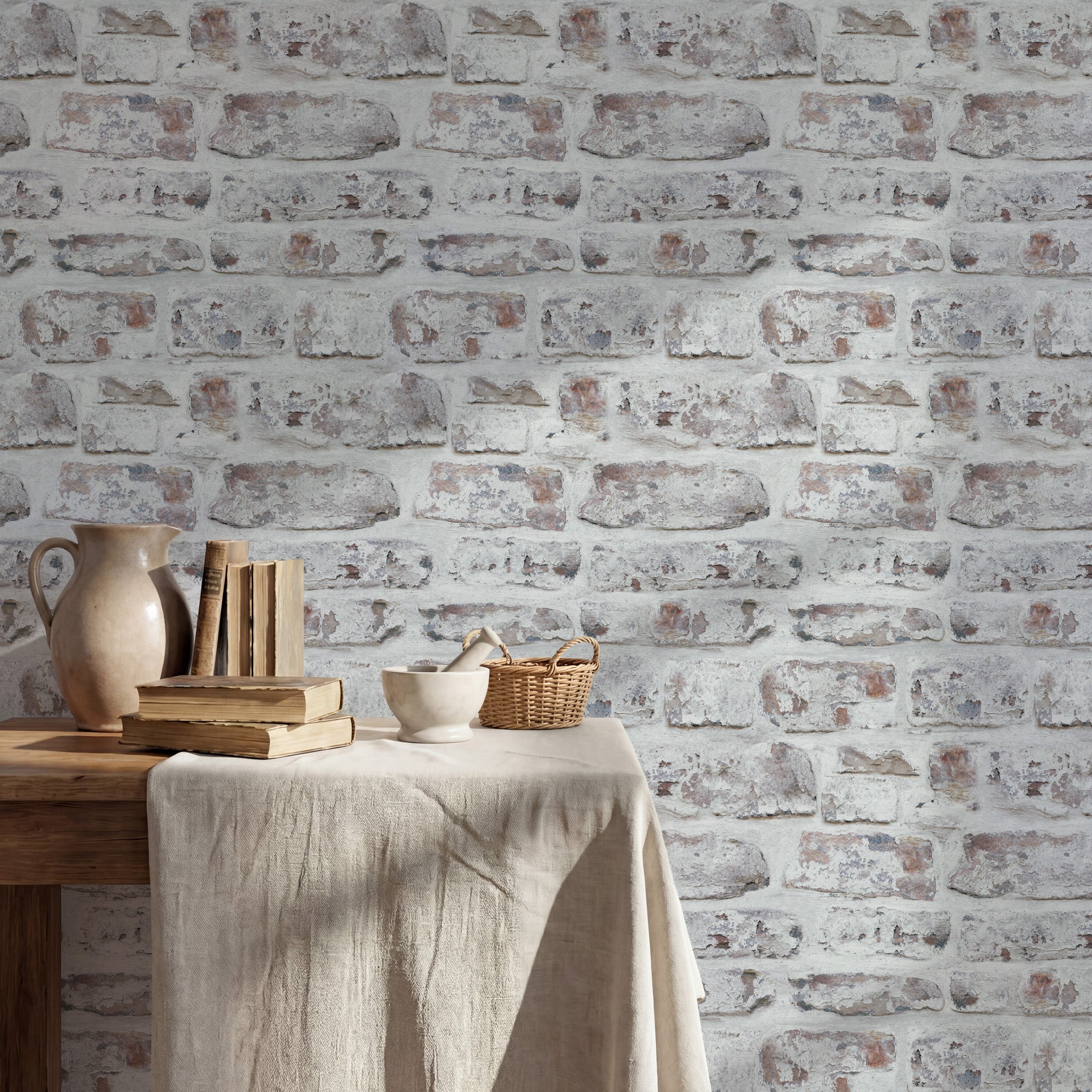Whitewashed Wall White Wallpaper