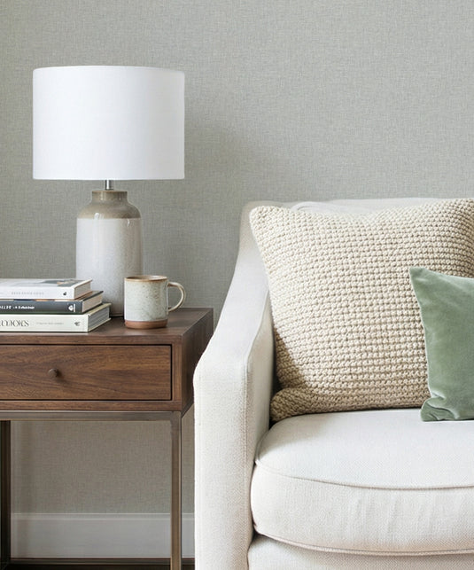 Linen Texture Light Grey Wallpaper