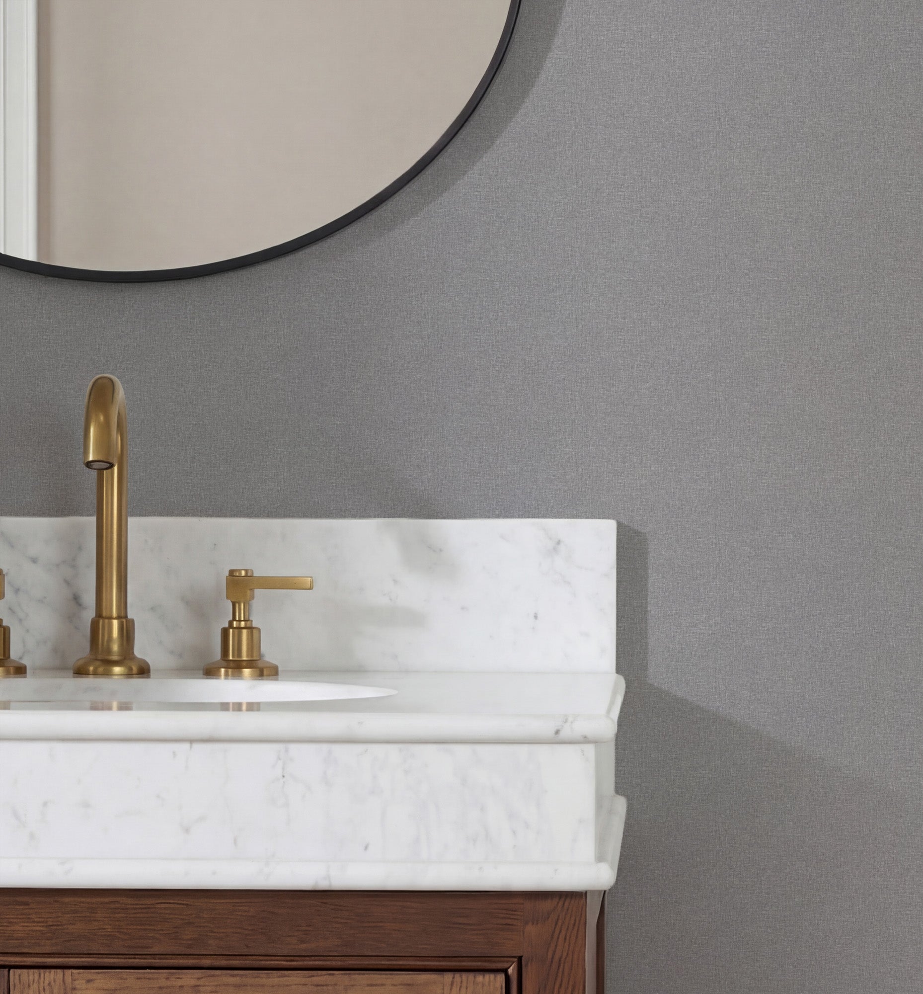 Linen Texture Mid Grey Wallpaper