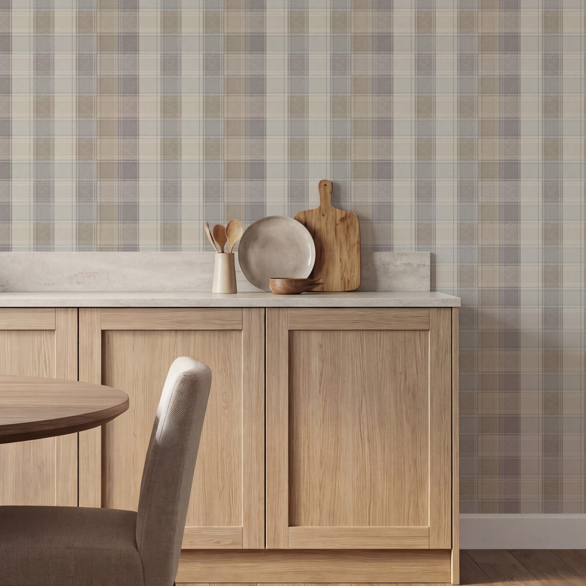 Country Check Grey Wallpaper