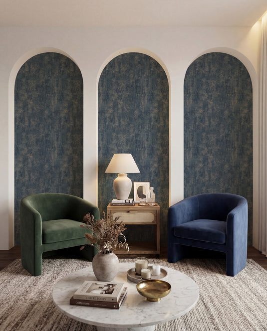 Stone Textures Navy/Silver Wallpaper