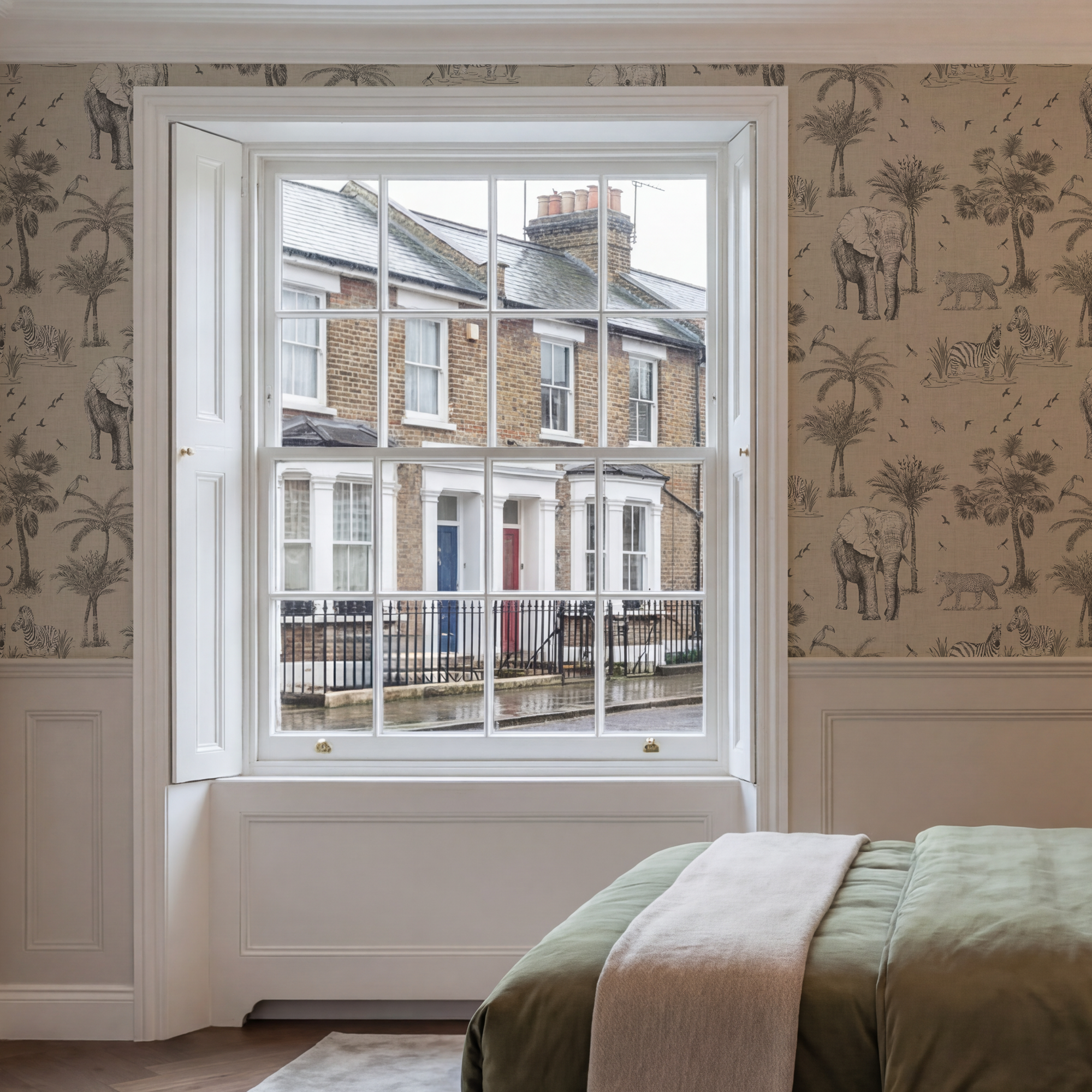 Safari Lagoon Grey Wallpaper