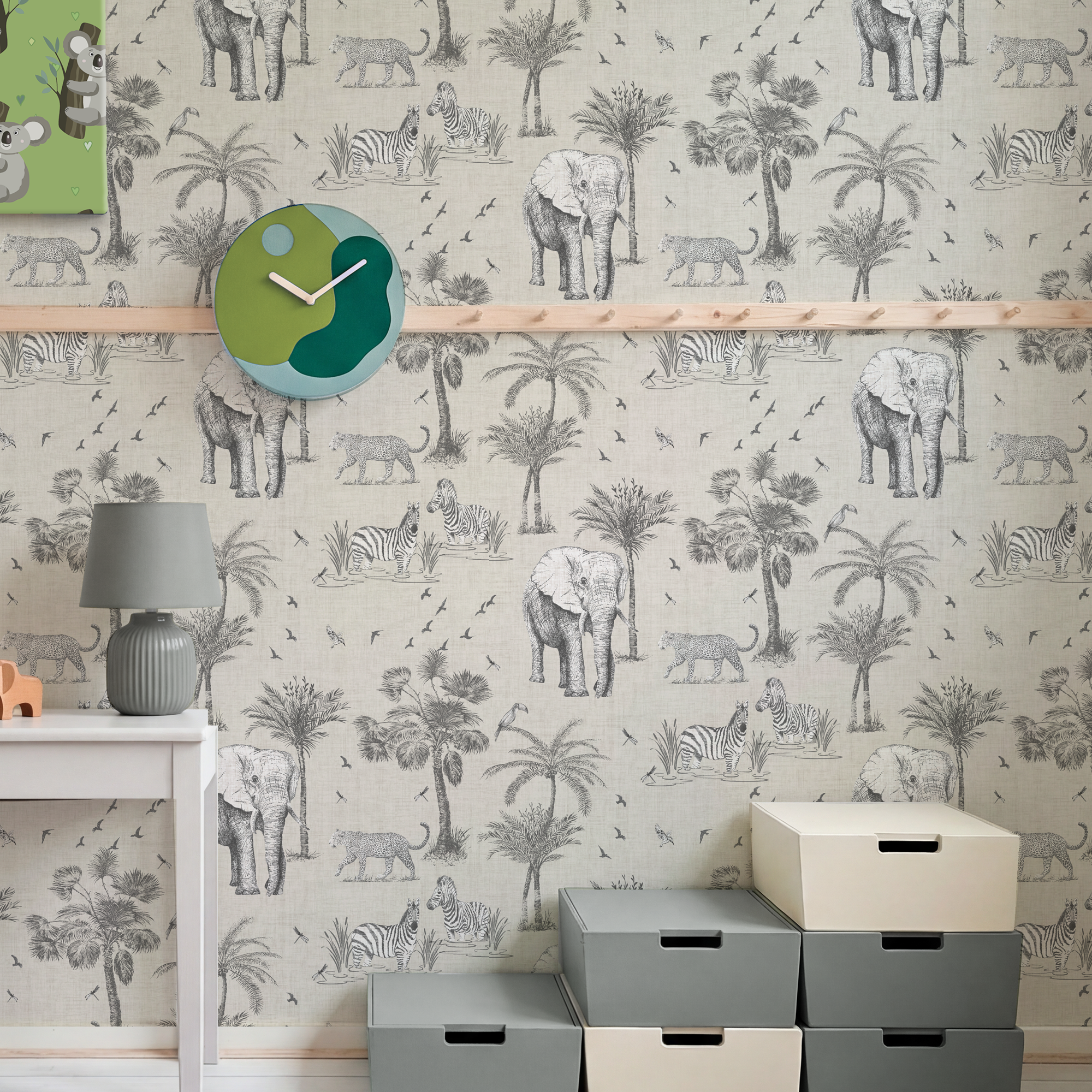 Safari Lagoon Grey Wallpaper