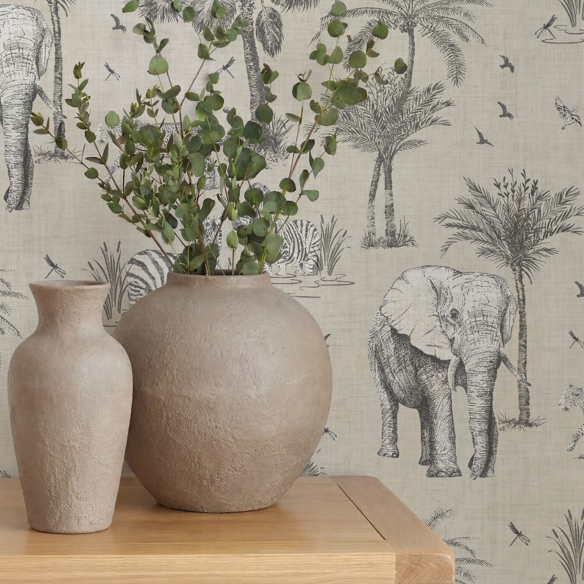 Safari Lagoon Grey Wallpaper