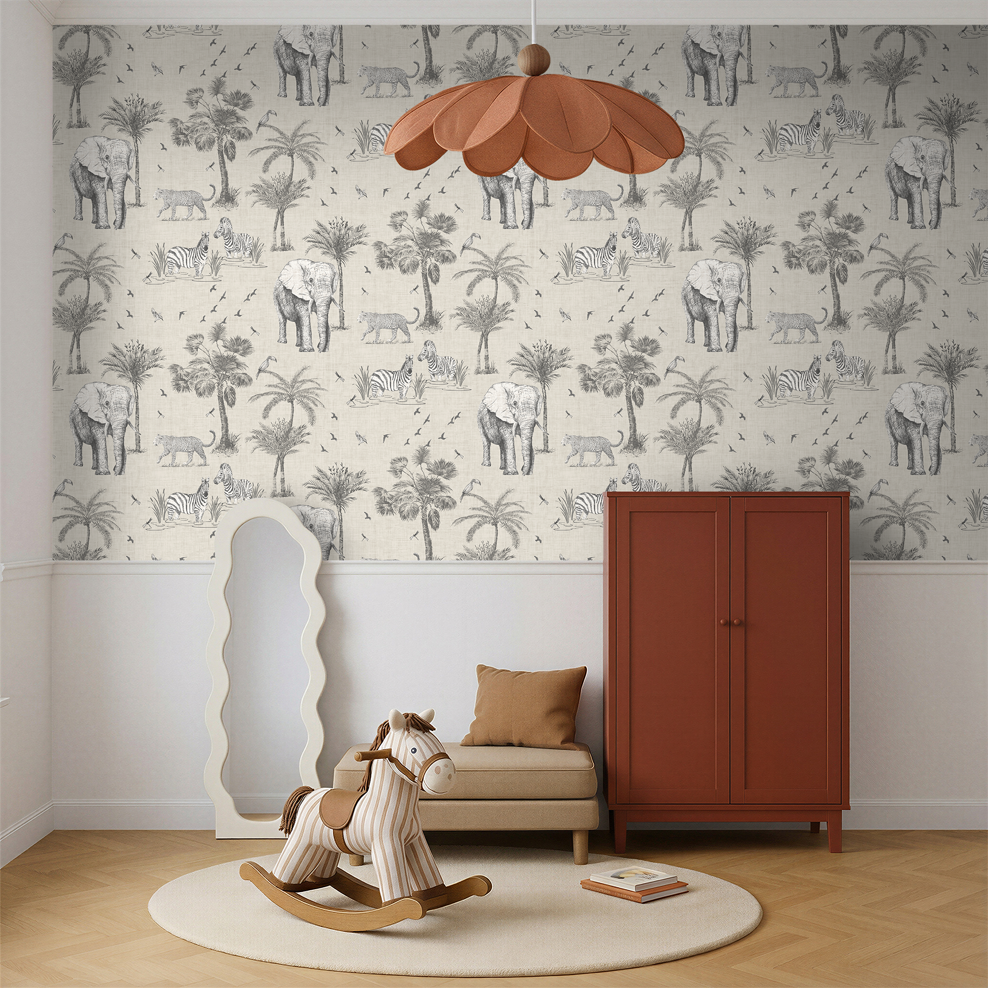 Safari Lagoon Grey Wallpaper