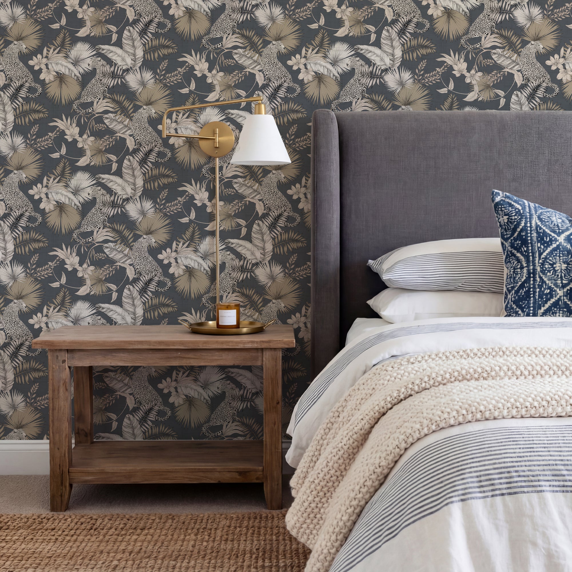 Tropical Leopard Neutral Wallpaper