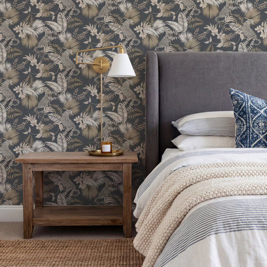 Tropical Leopard Neutral Wallpaper