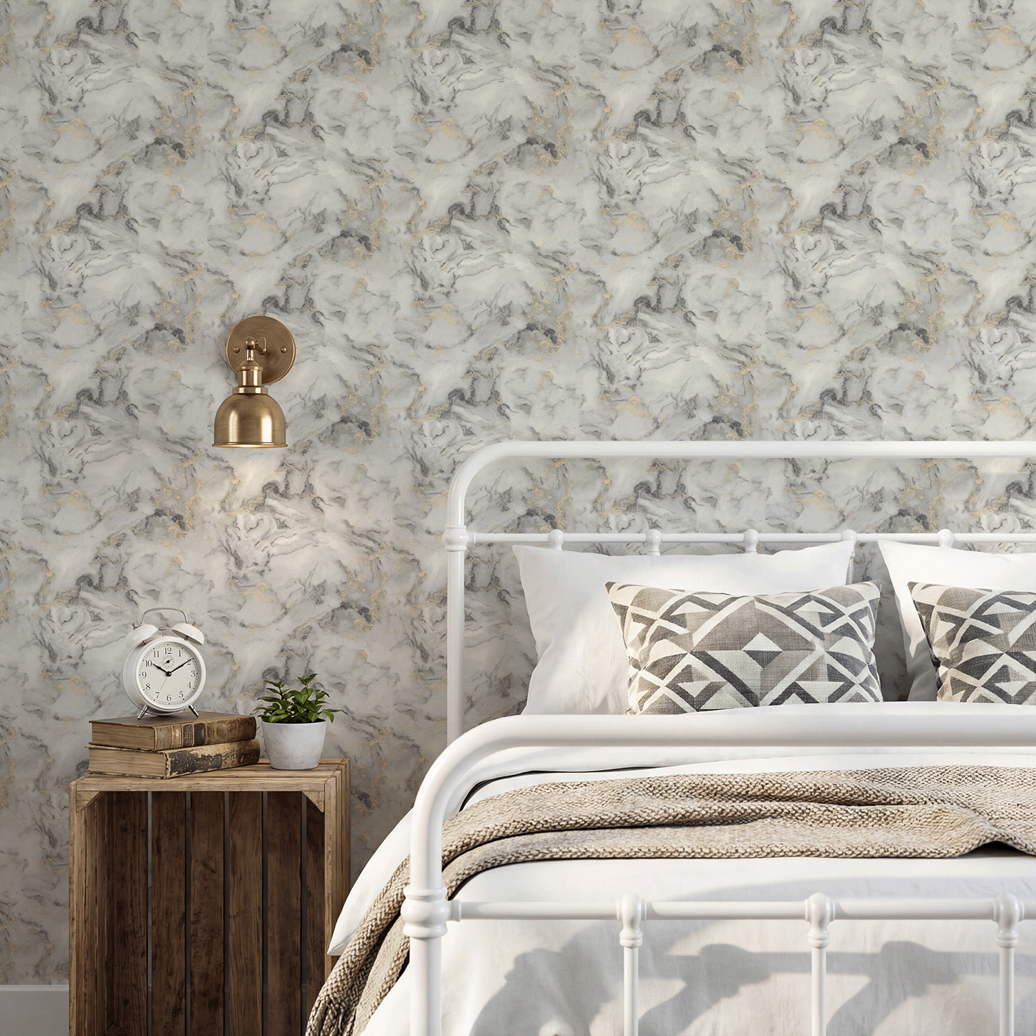 Bahia Marble Mono Gold Wallpaper