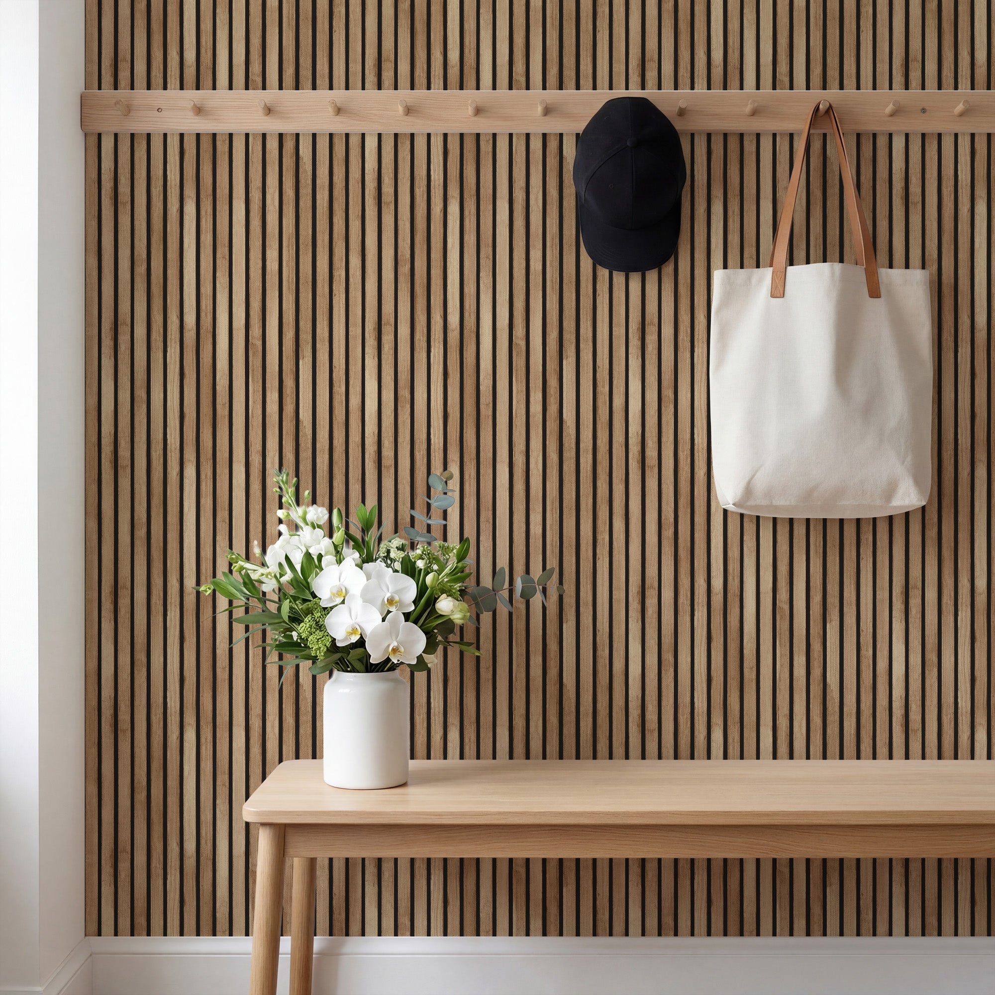 Wood Slats Natural Wallpaper