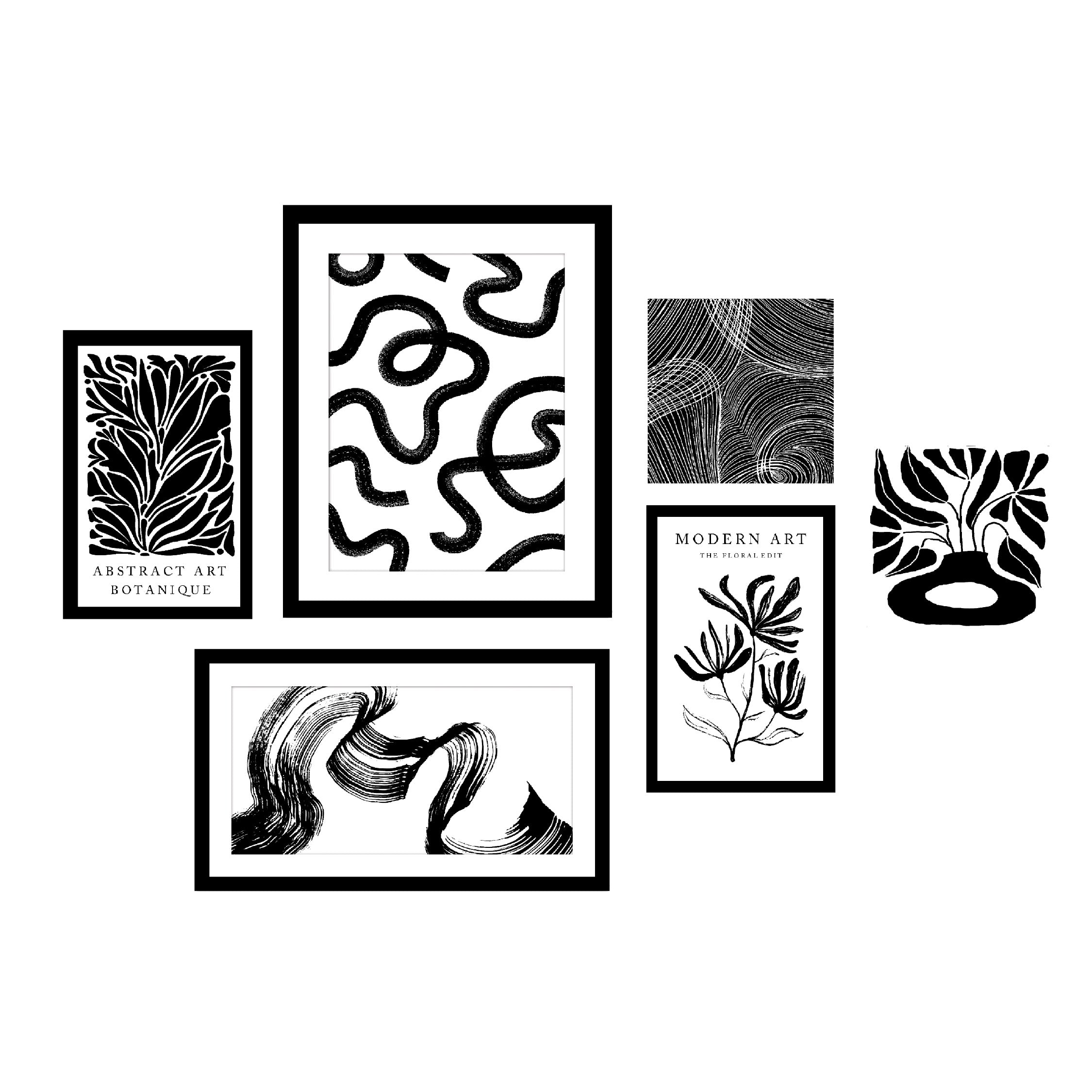 Arthouse Mono Abstract 6 in 1 Canvas Set