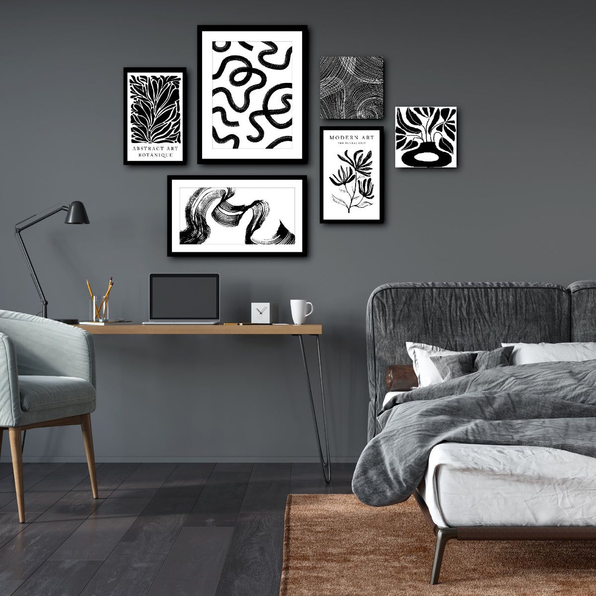 Arthouse Mono Abstract 6 in 1 Canvas Set