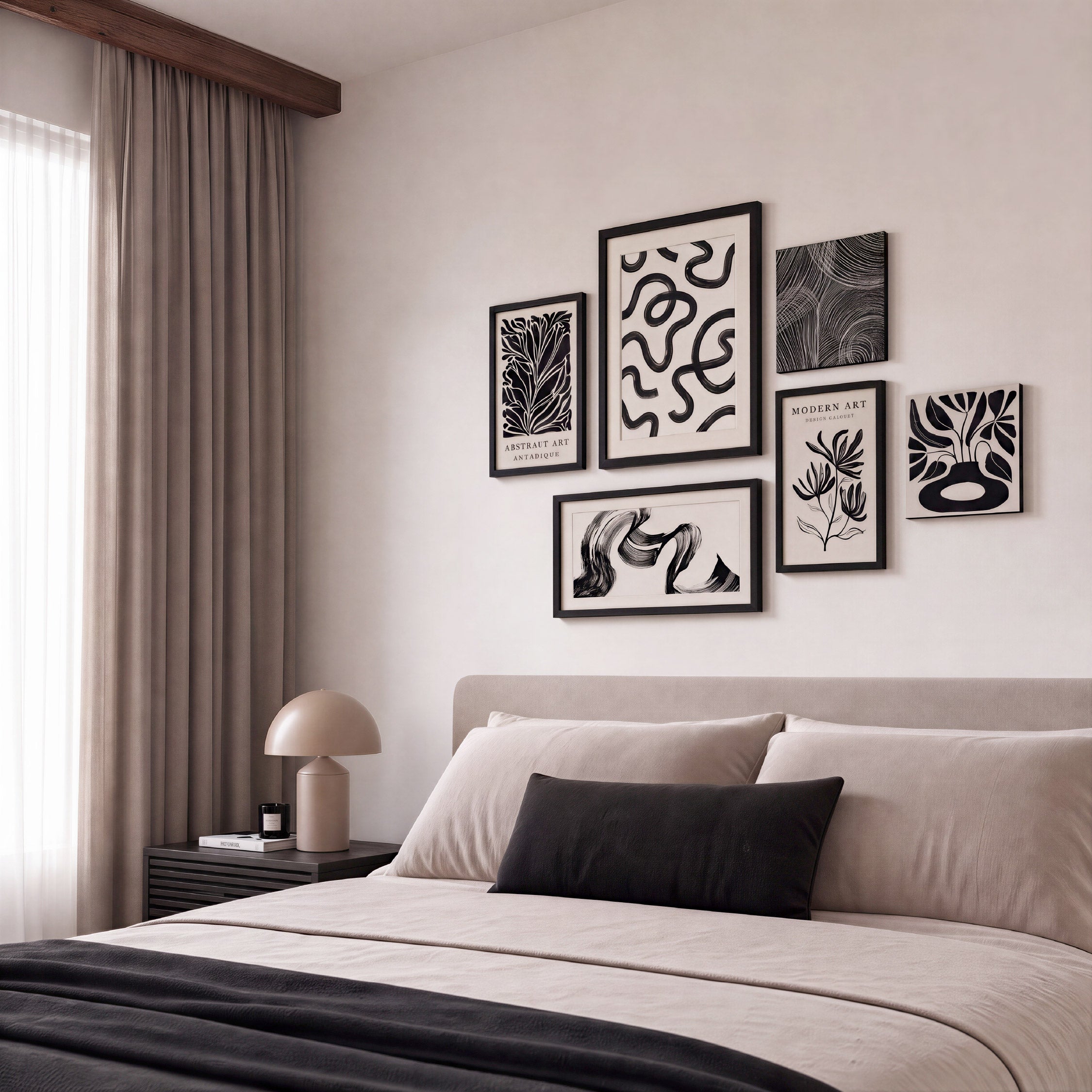 Arthouse Mono Abstract 6 in 1 Canvas Set