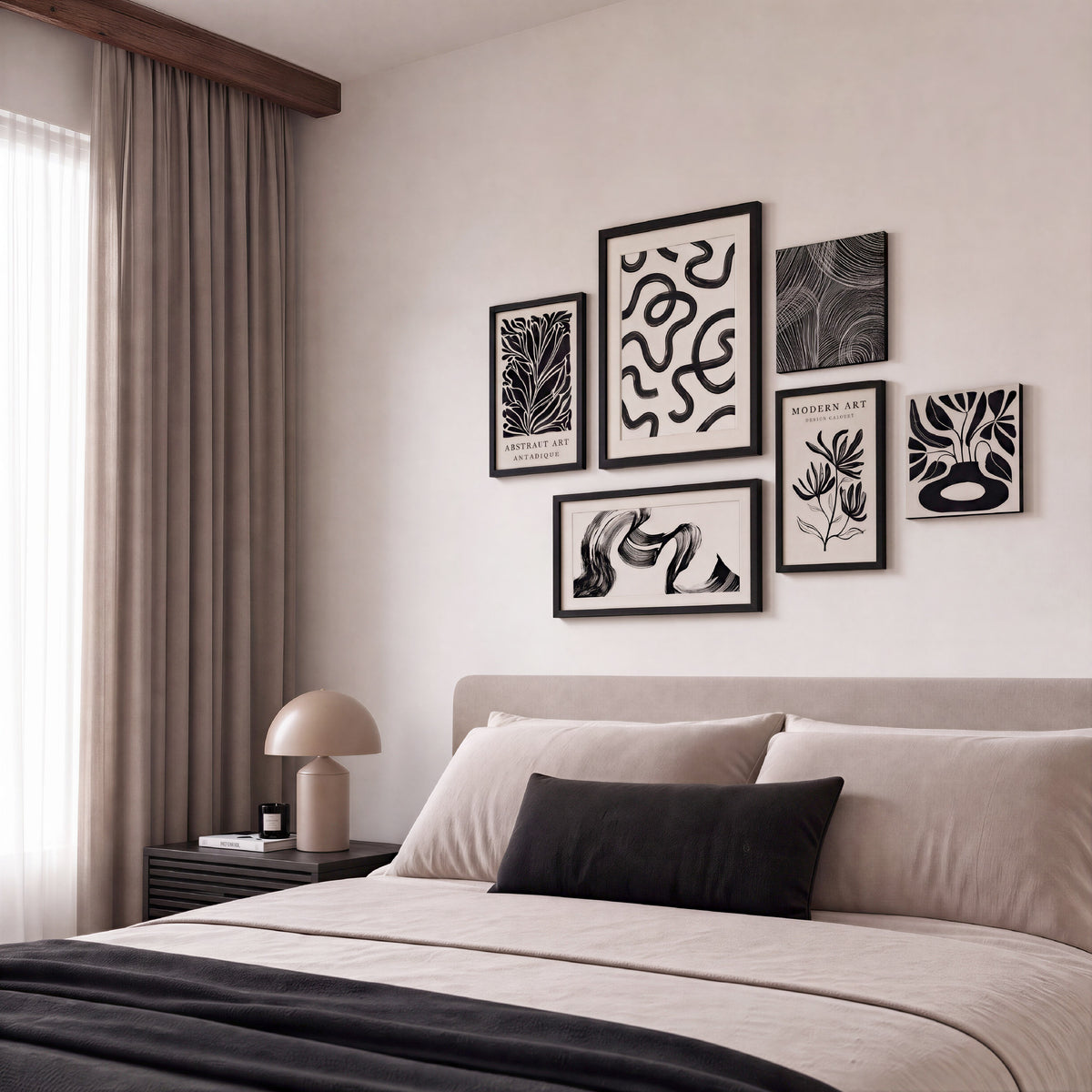 Arthouse Mono Abstract 6 in 1 Canvas Set